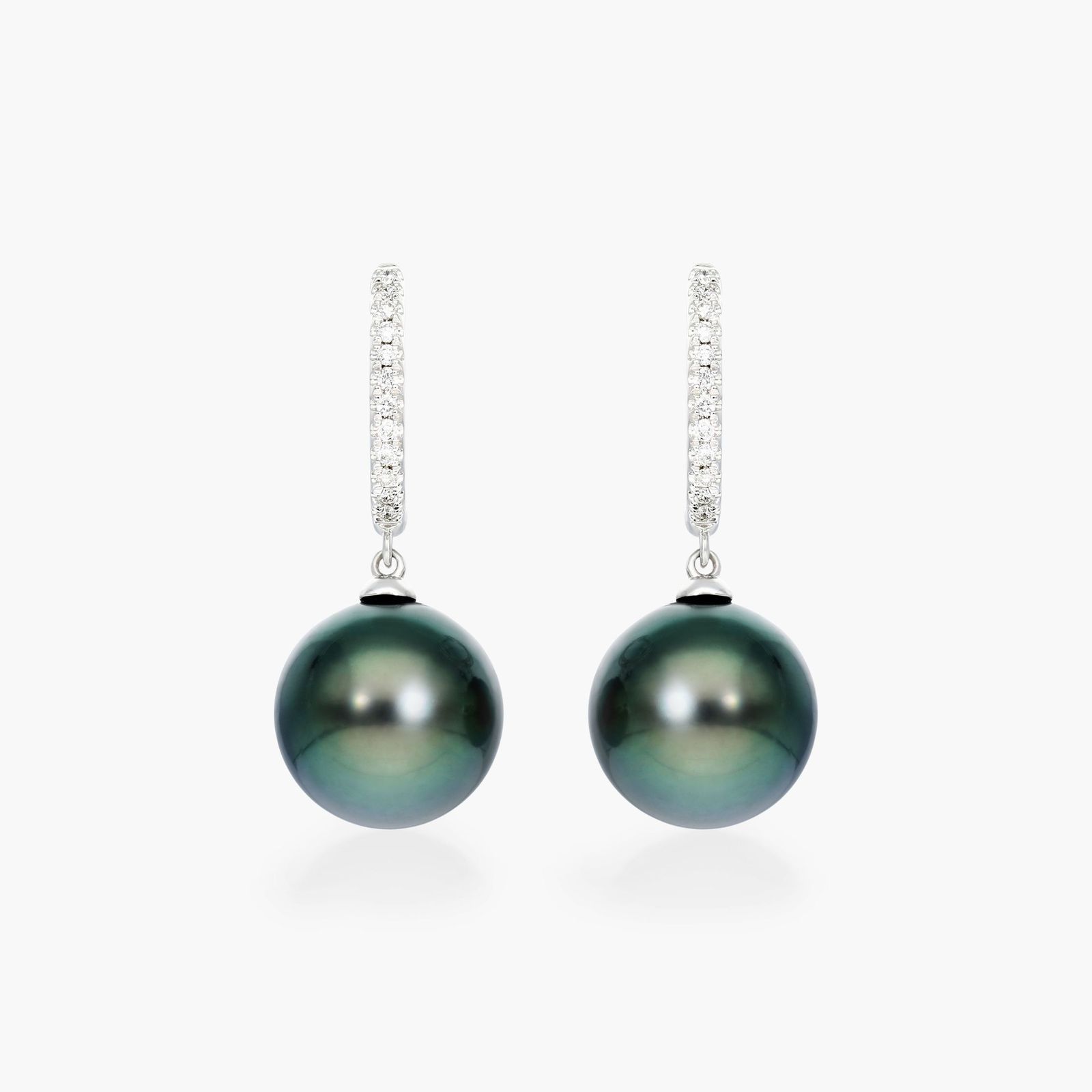 Cultured Tahitian Pearl And Diamond Drop Earrings In 14K