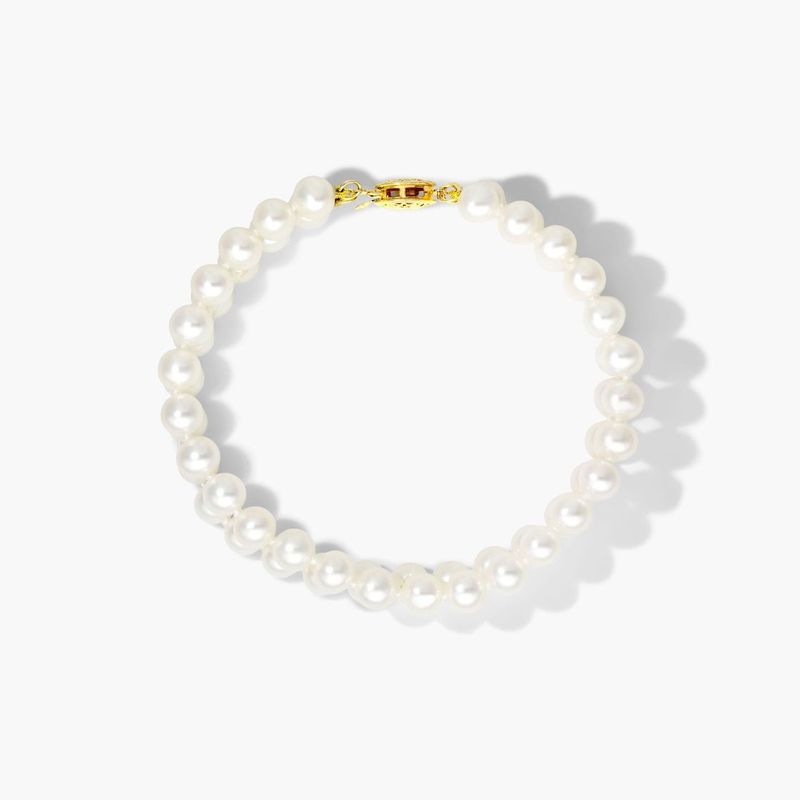 Freshwater Cultured Pearl Double Strand Bracelet In 14K Yellow Gold