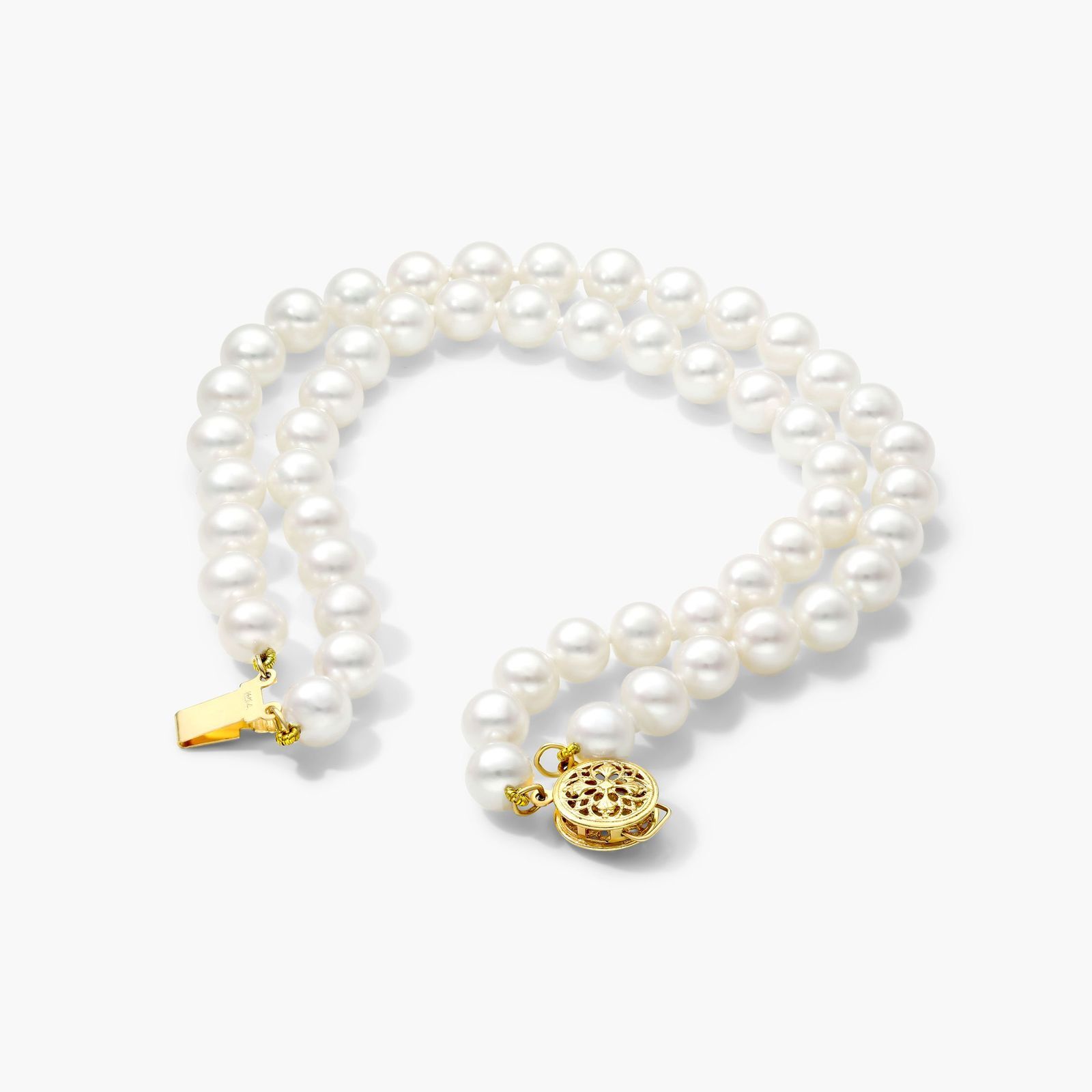 Freshwater Cultured Pearl Double Strand Bracelet In 14K Yellow Gold