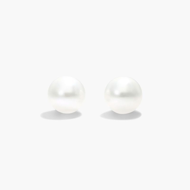 Cultured South Sea Pearl Earrings In 14K White Gold (10.0-10.5mm)