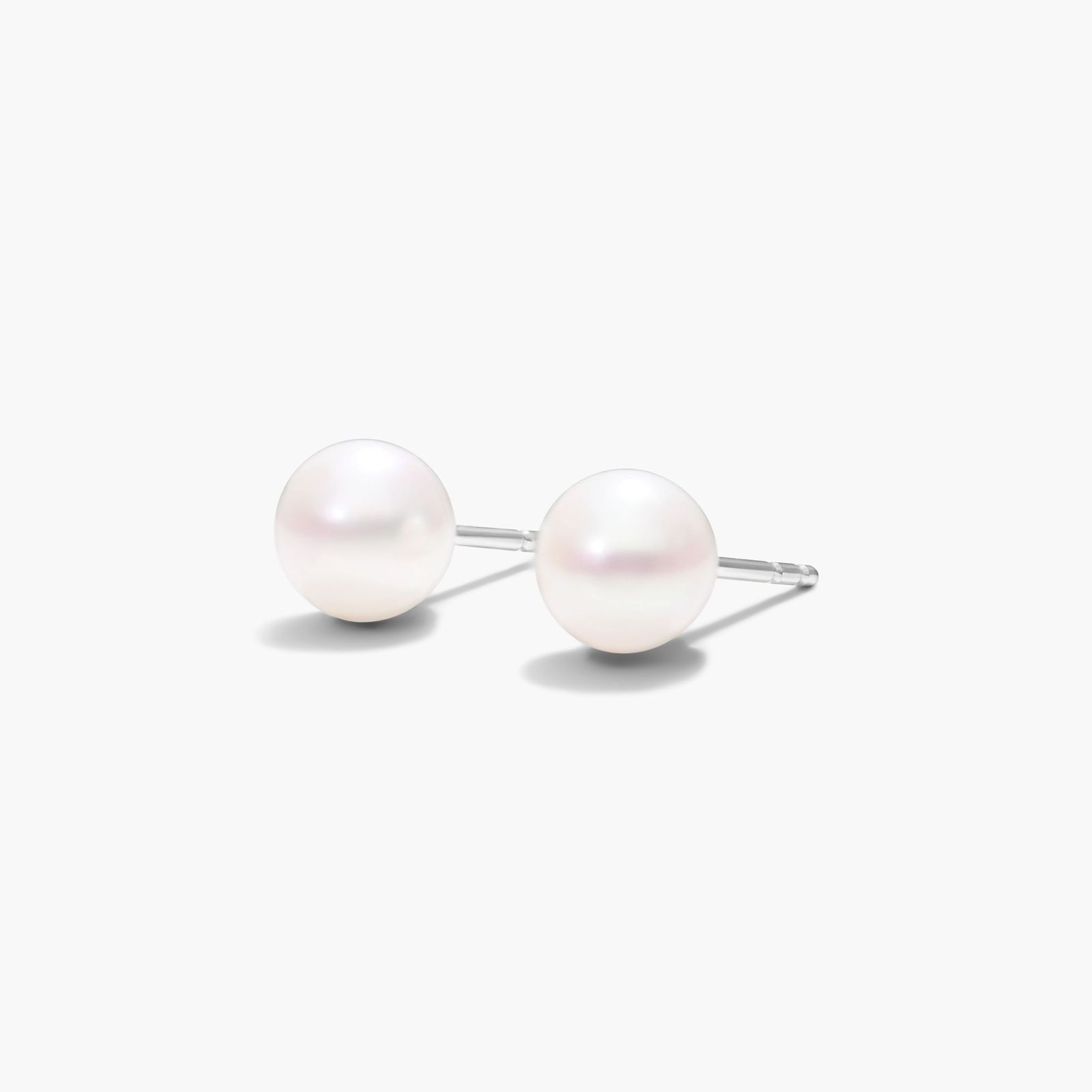 Cultured Akoya Pearl Earrings In 14K White Gold (6.0-6.5mm)