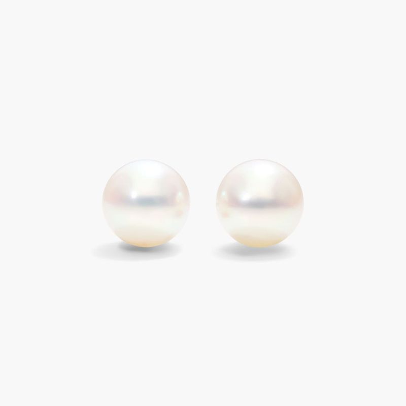 Cultured Akoya Pearl Earrings In 14K White Gold (6.5-7.0mm)