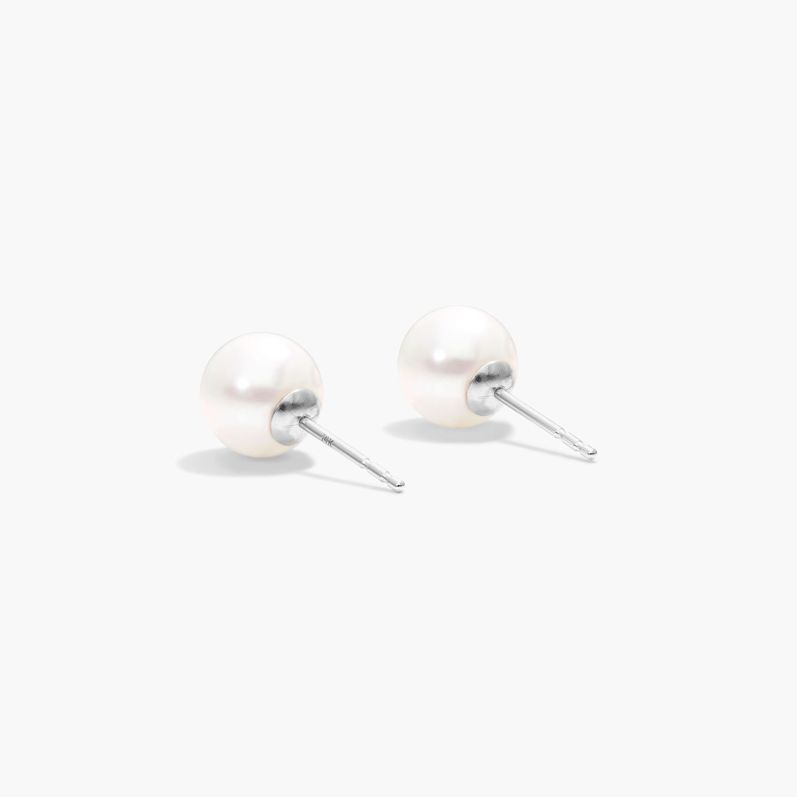 Cultured Akoya Pearl Earrings In 14K White Gold (7.5-8.0mm)