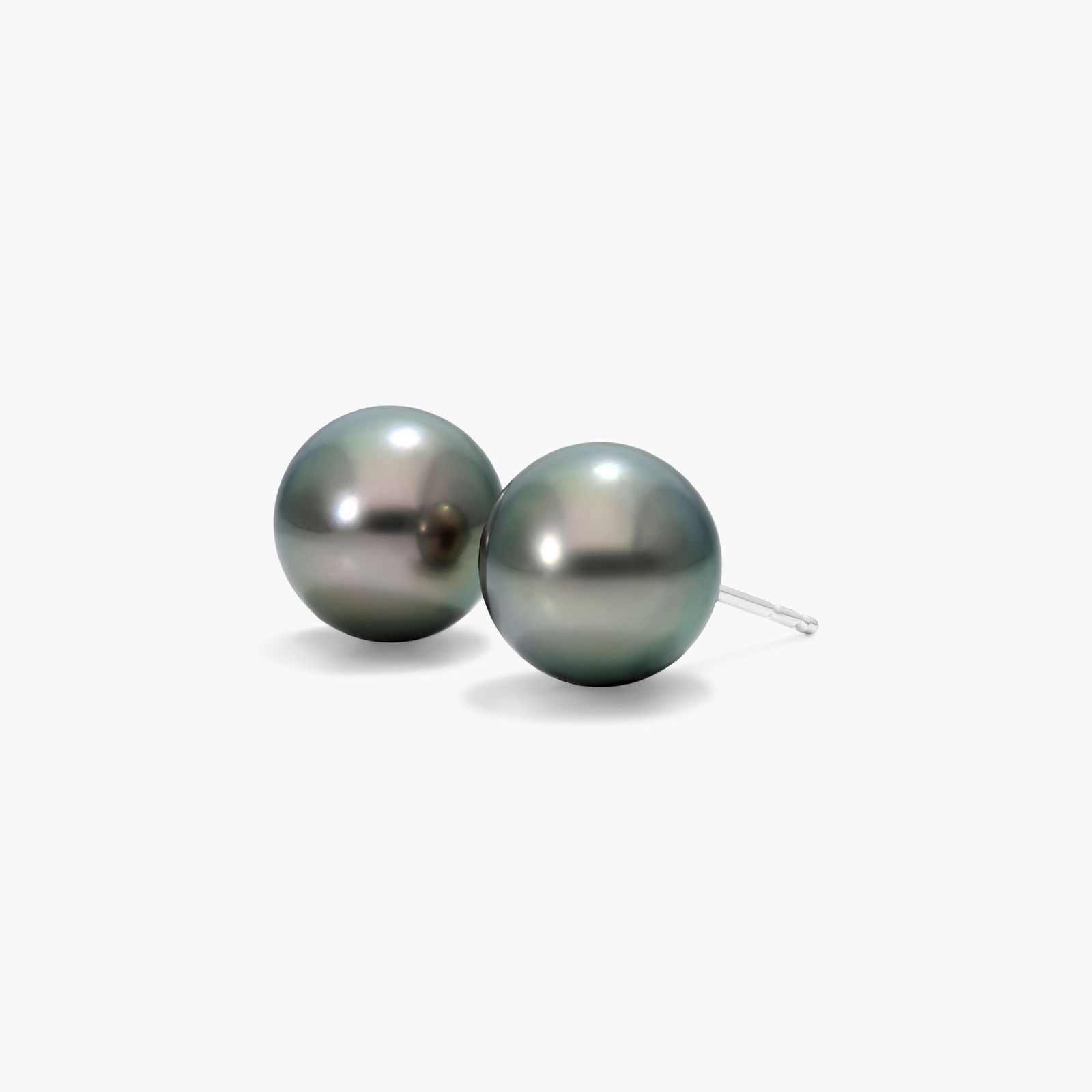 Cultured Tahitian Pearl Earrings In 14K White Gold (10.0-10.5mm)
