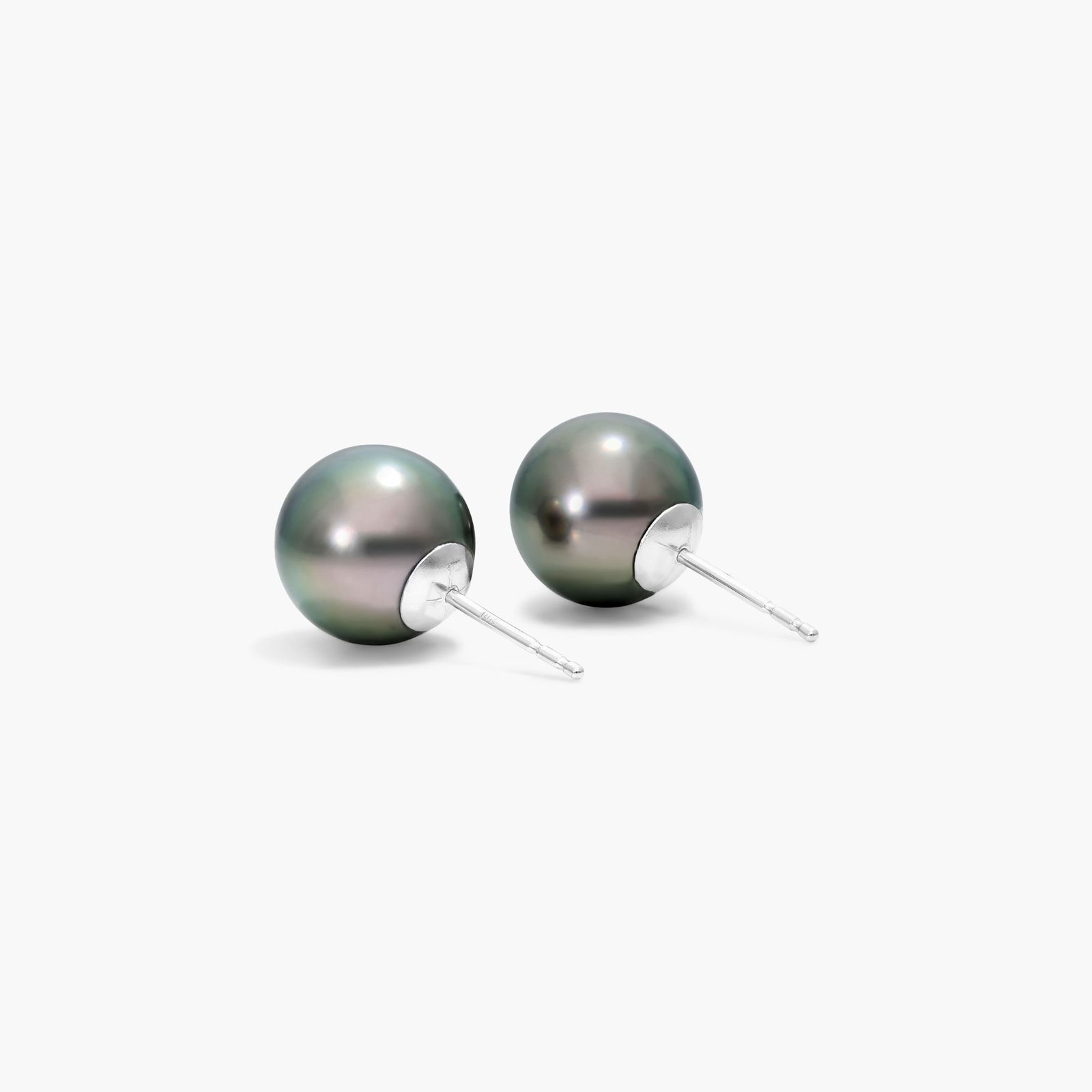 Cultured Tahitian Pearl Earrings In 14K White Gold (10.0-10.5mm)