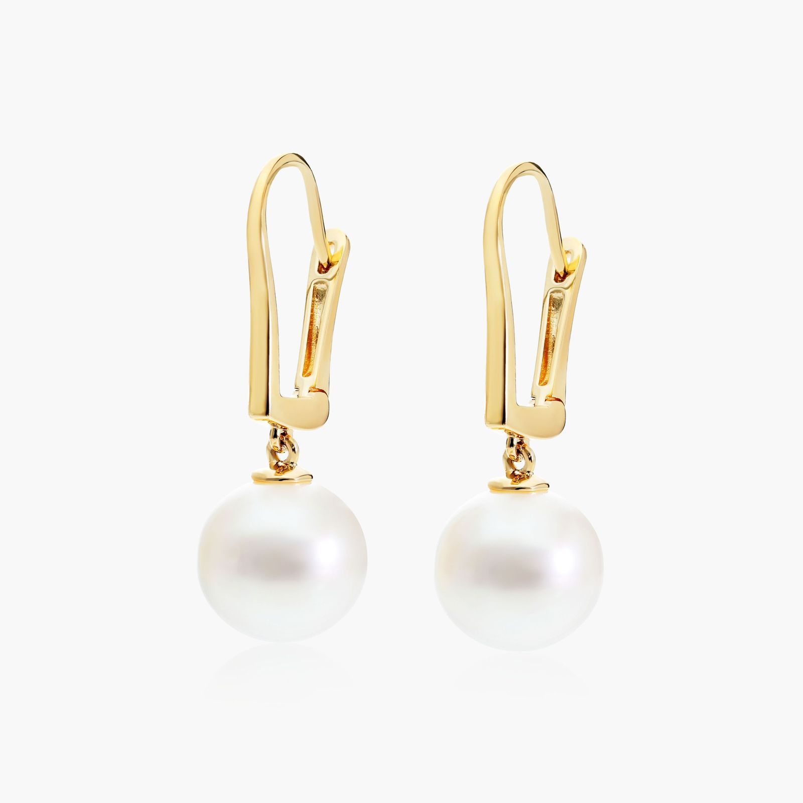 Cultured Freshwater Pearl Leverback Earrings In 14K Yellow Gold