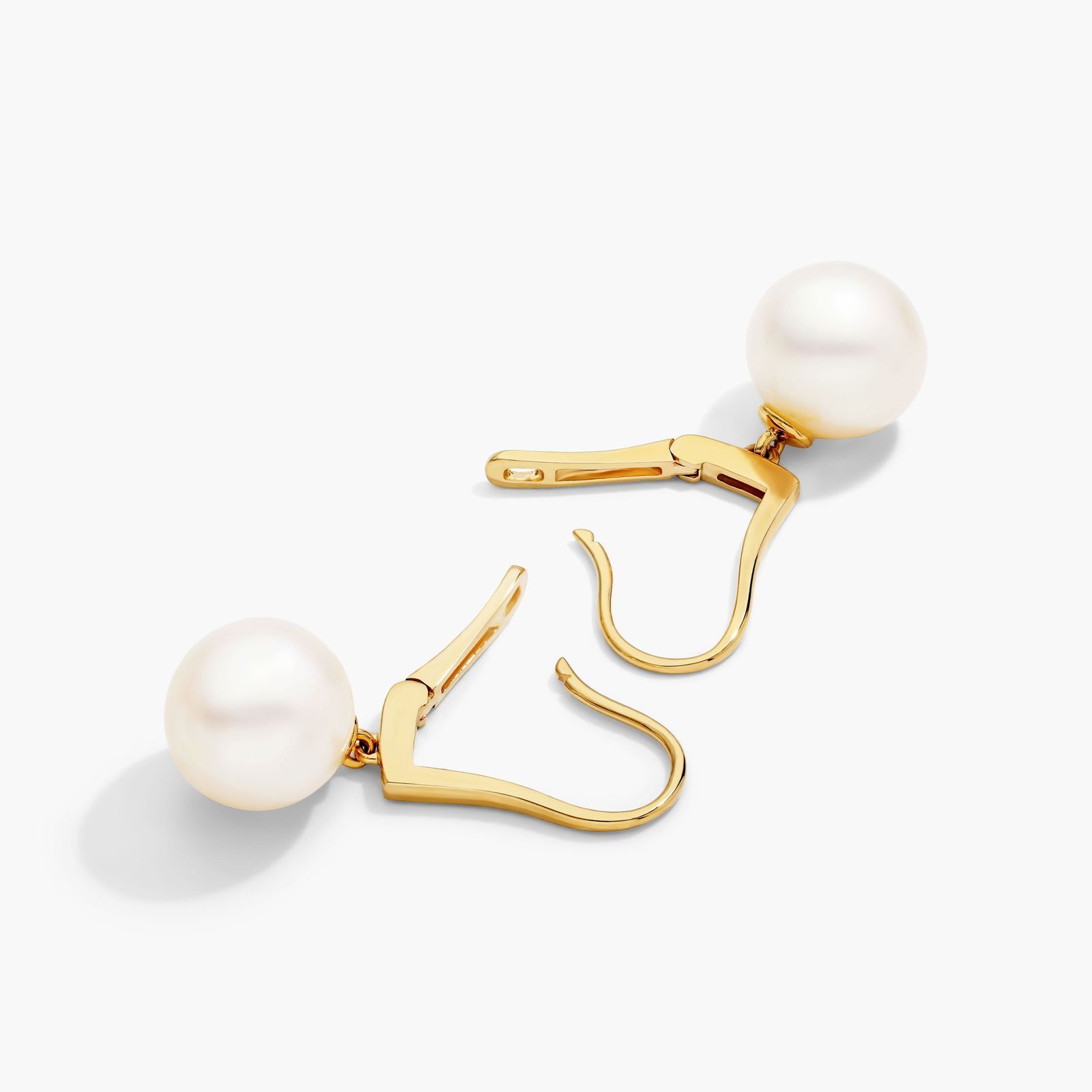 Cultured Freshwater Pearl Leverback Earrings In 14K Yellow Gold