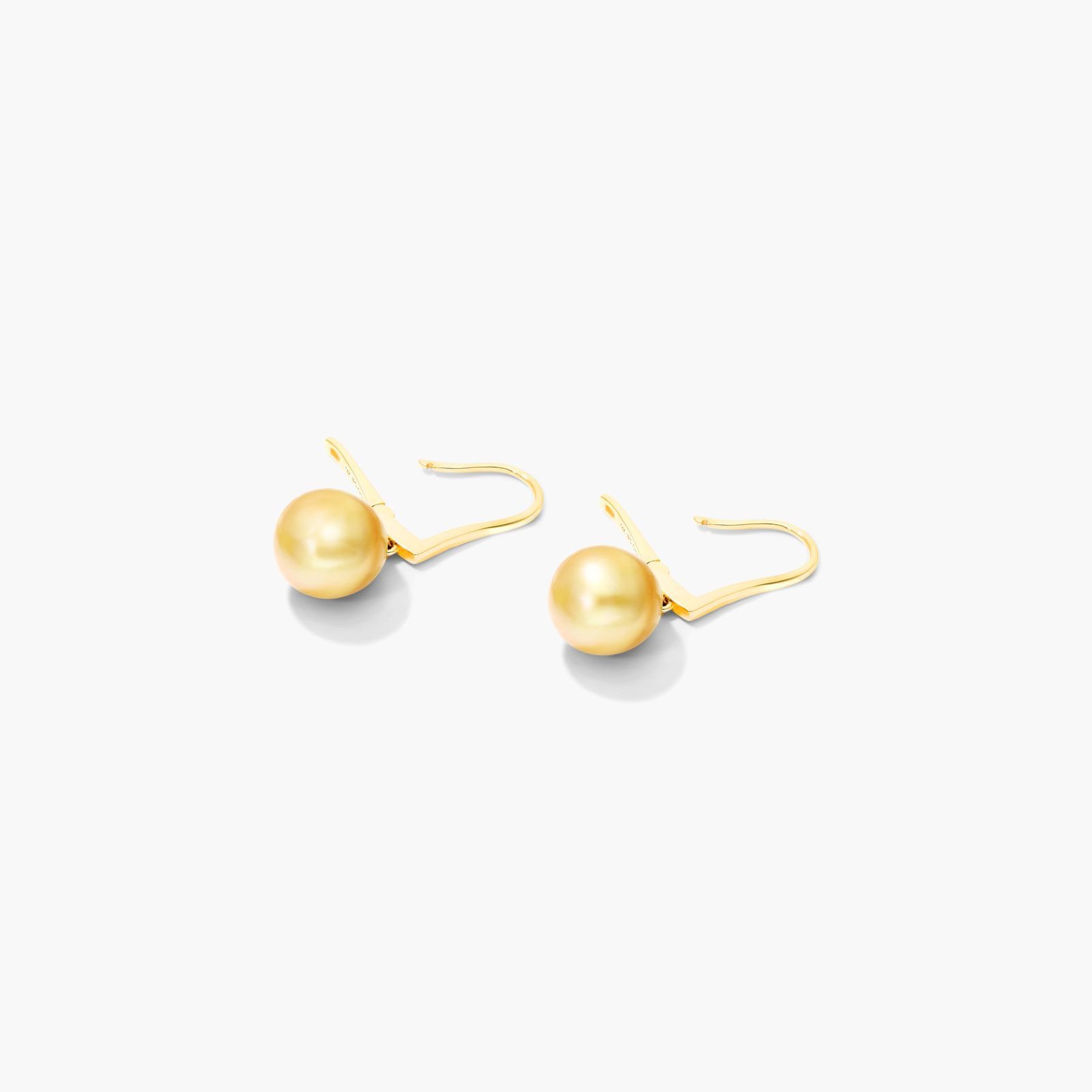 Cultured South Sea Pearl Leverback Drop Earrings In 14K Yellow Gold (9-10 mm)