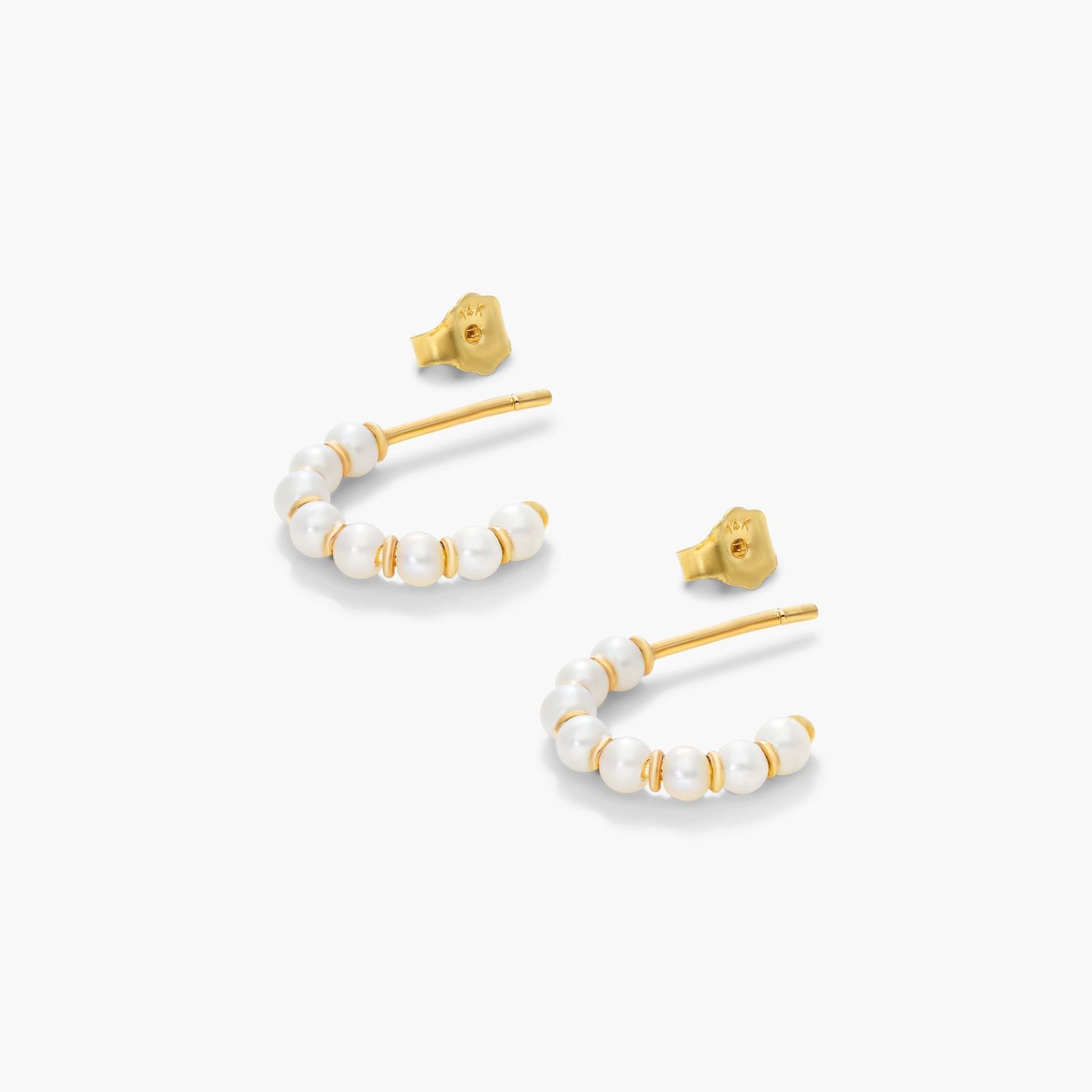 Cultured Freshwater Pearl Open Hoop Earrings In 14K Yellow Gold