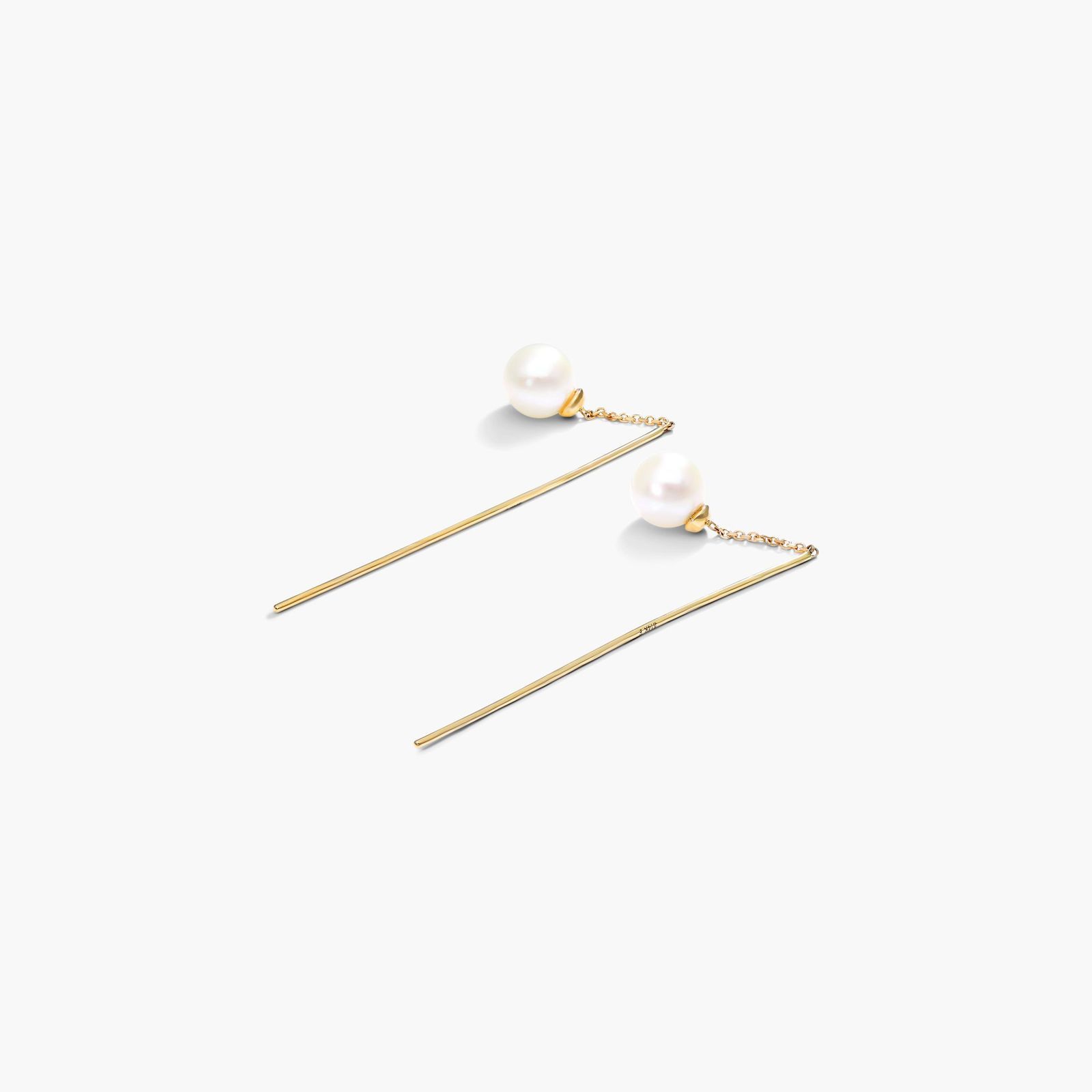 Cultured Freshwater Pearl Threader Earrings In 14K Yellow Gold