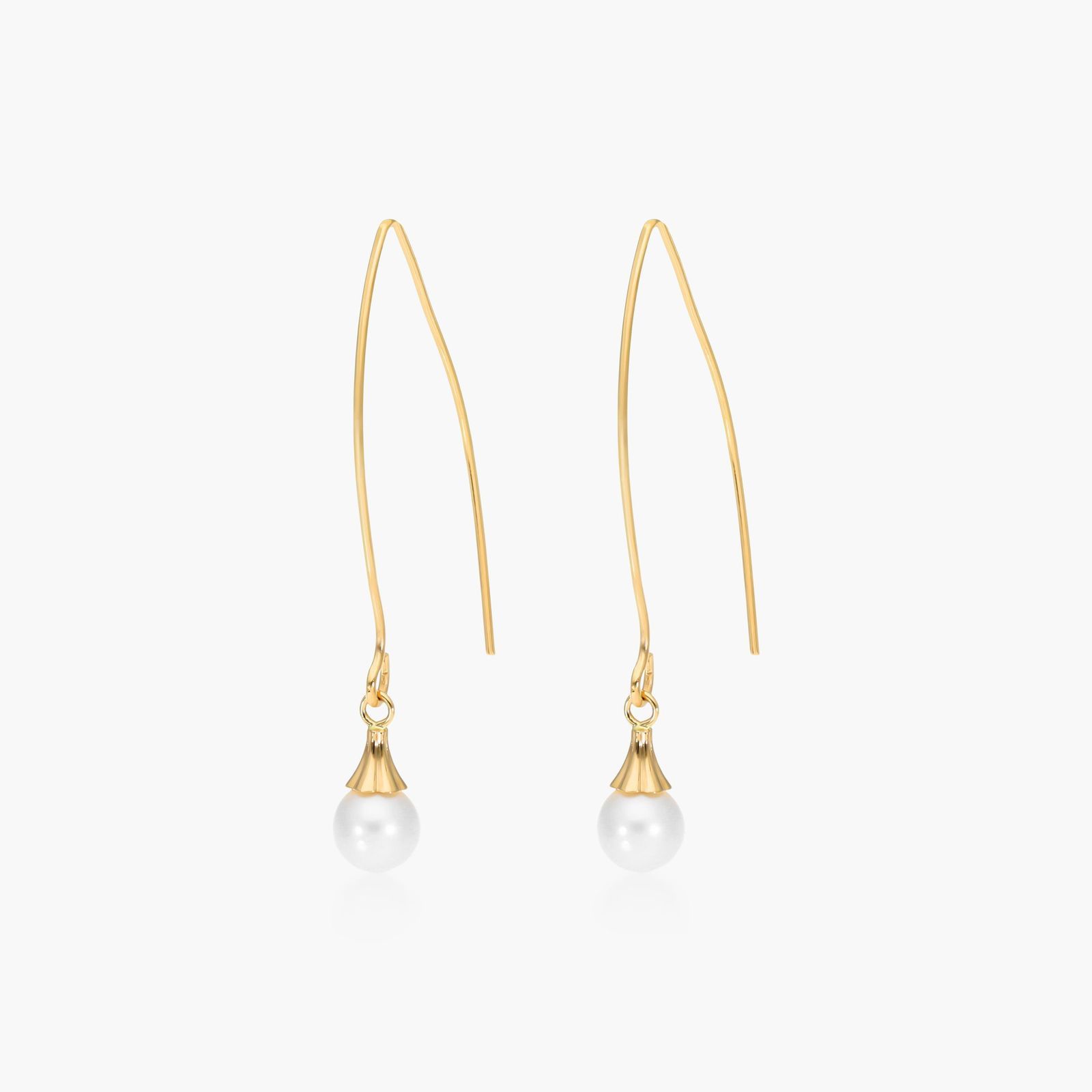 Cultured Akoya Pearl Wire Earrings In 14K Yellow Gold