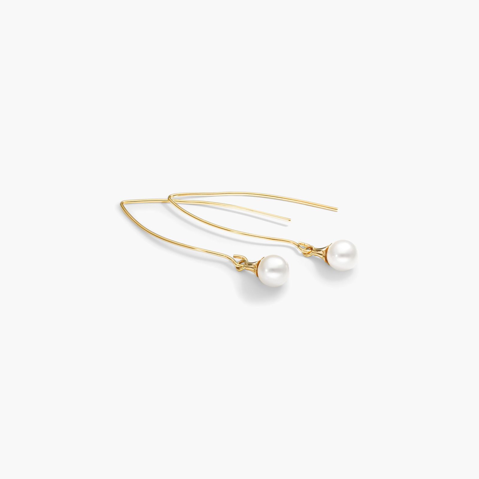 Cultured Akoya Pearl Wire Earrings In 14K Yellow Gold