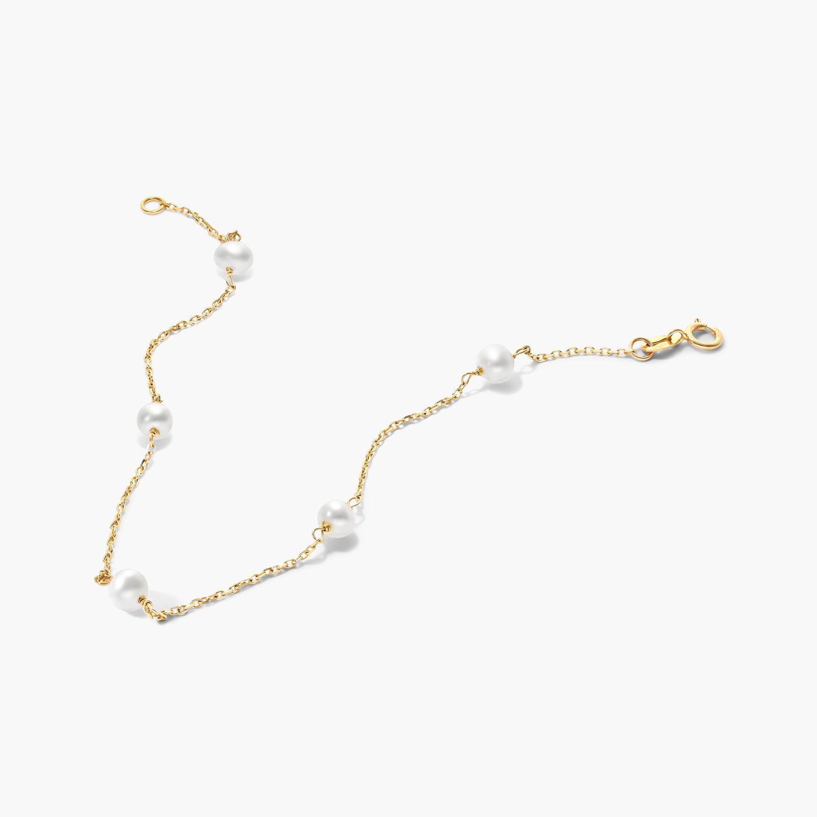 14K Yellow Gold Freshwater Cultured Pearl Station Bracelet