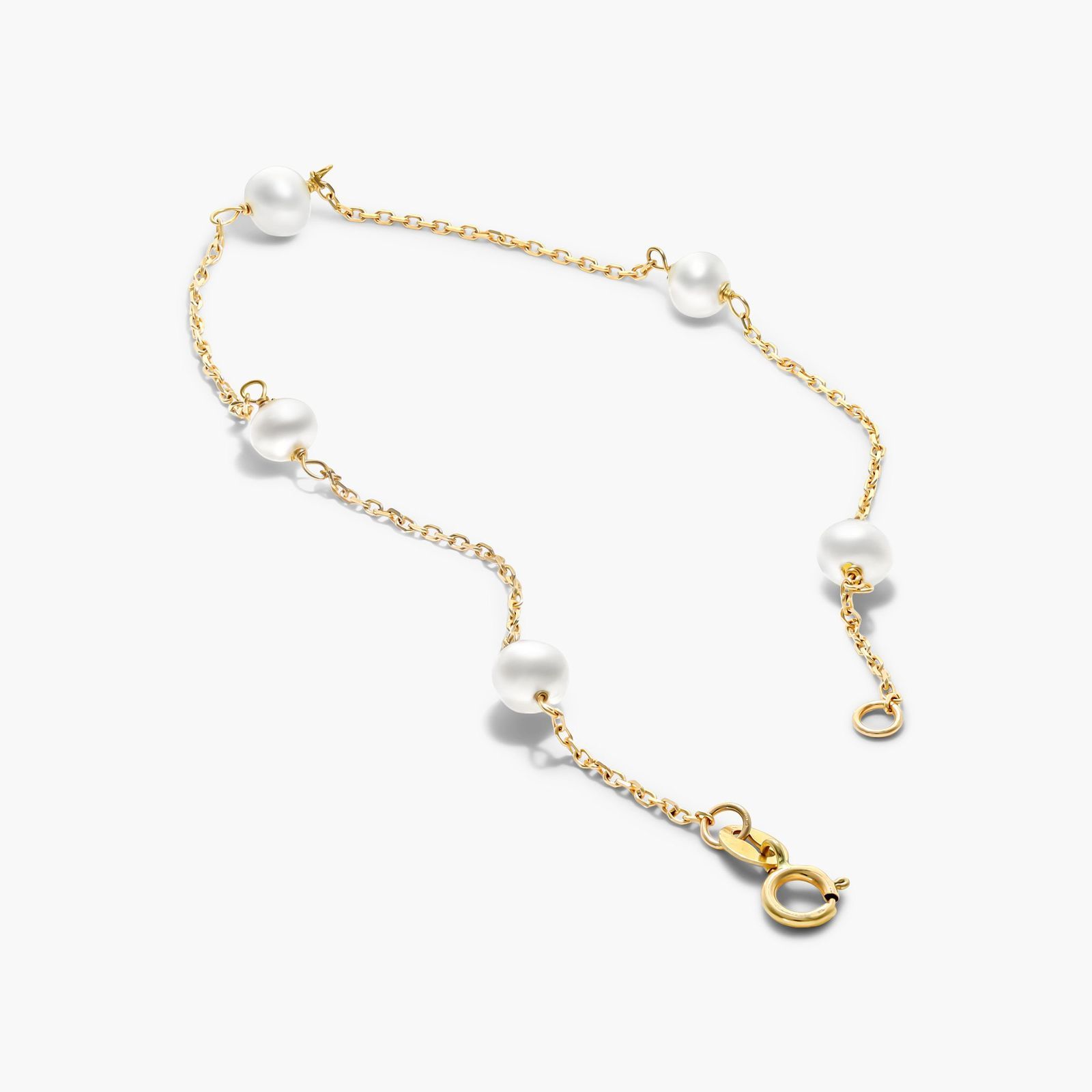 14K Yellow Gold Freshwater Cultured Pearl Station Bracelet