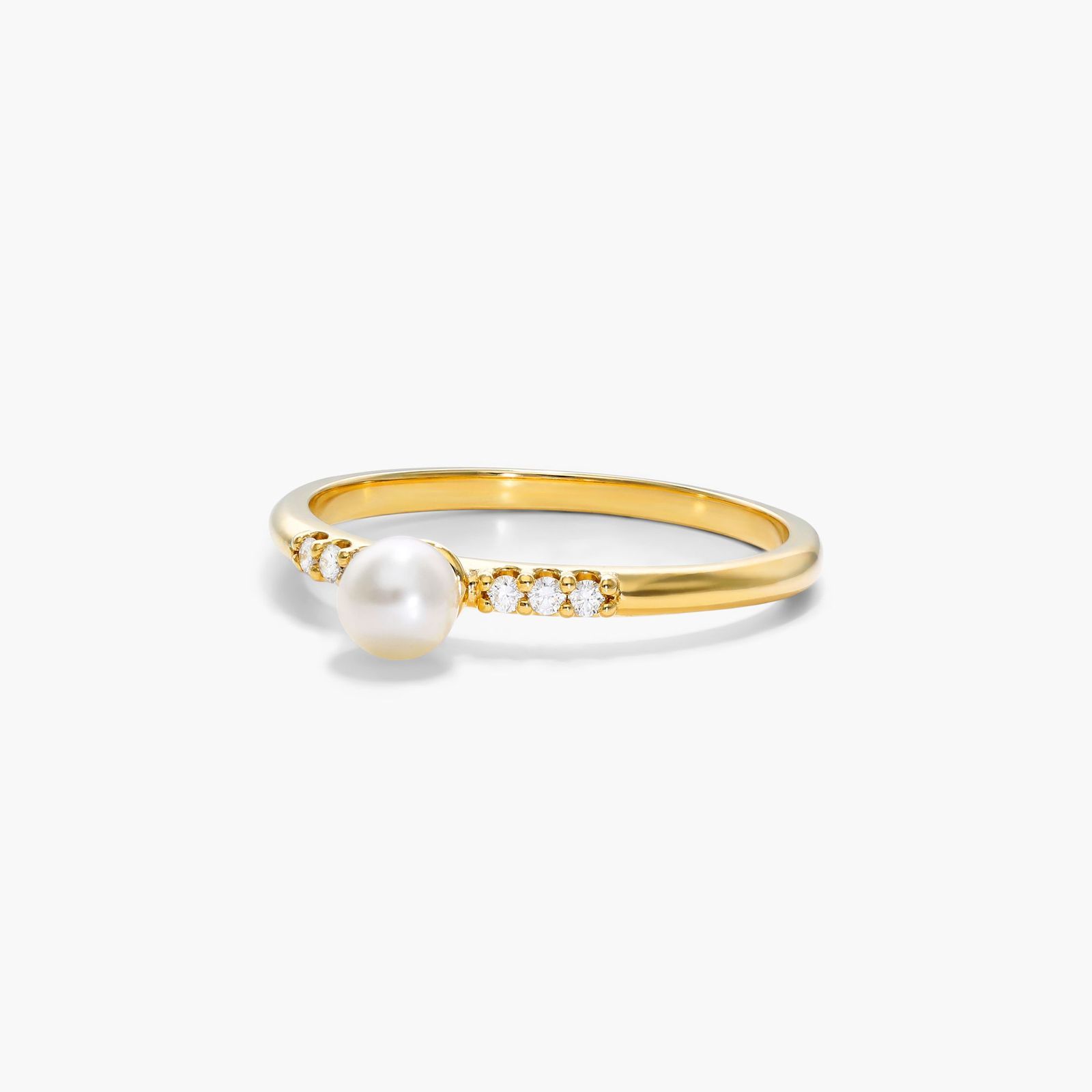 14K Yellow Gold Freshwater Cultured Pearl and Diamond Ring