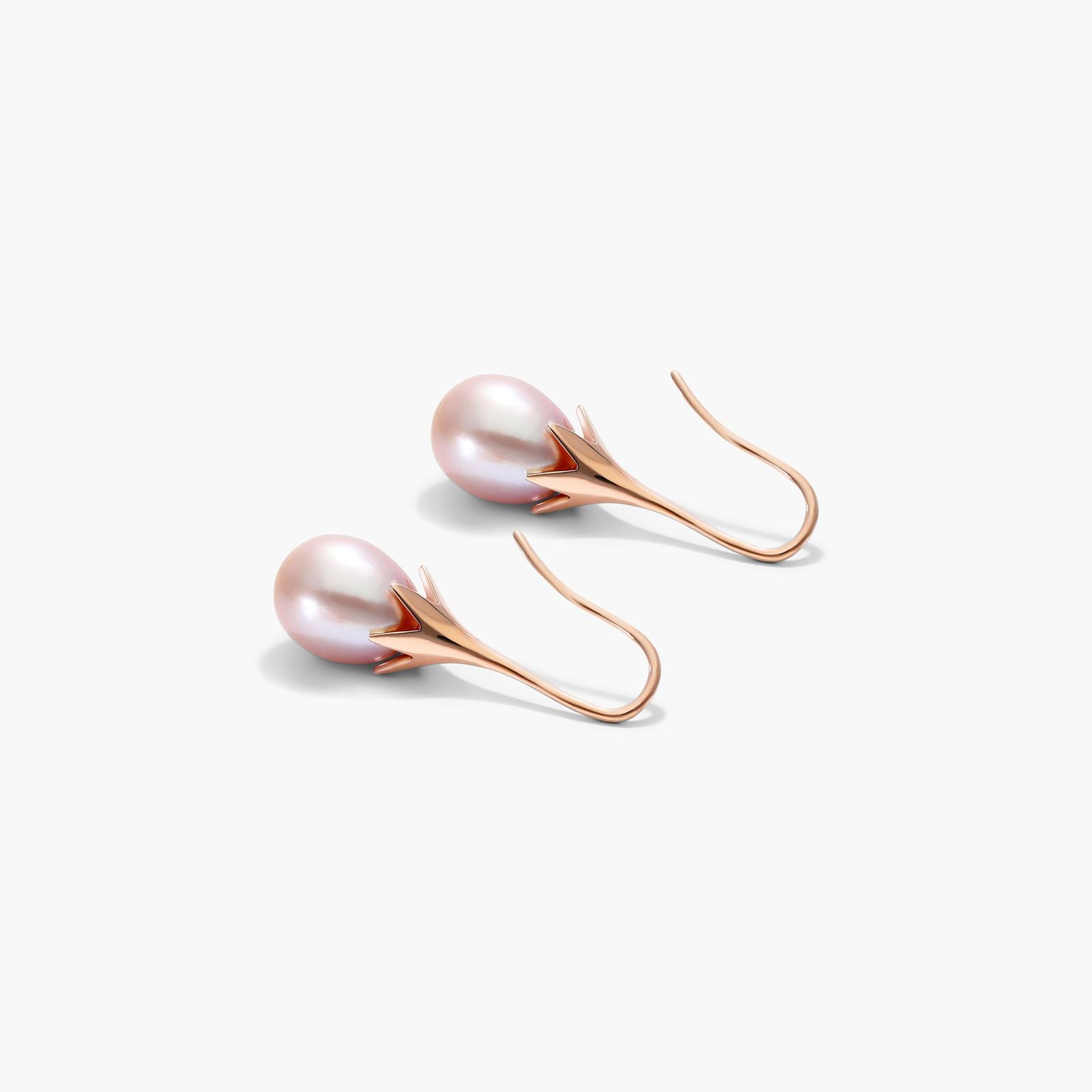 Lily Pink Cultured Freshwater Pearl Drop Earrings In 14K Rose Gold