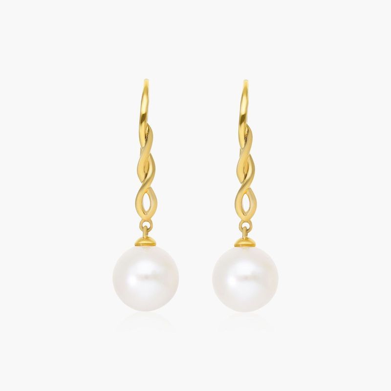 Cultured Freshwater Pearl Twist Drop Earrings In 14K Yellow Gold