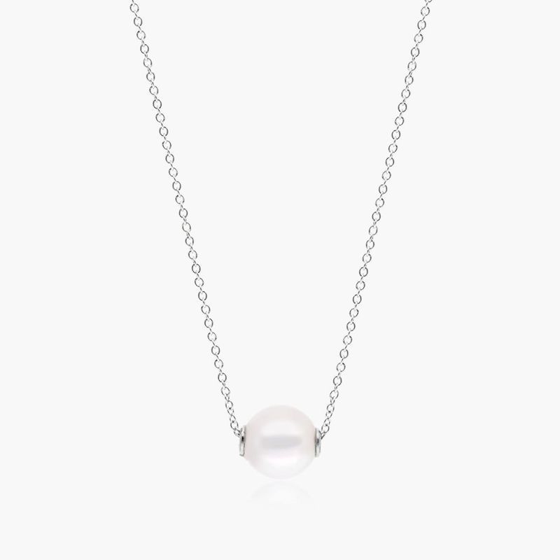 14K White Gold Akoya Cultured Pearl Sliding Necklace