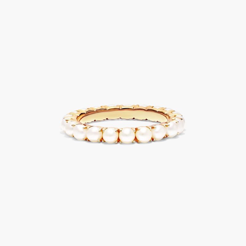 Cultured Seed Pearl Eternity Ring In 14K Yellow Gold
