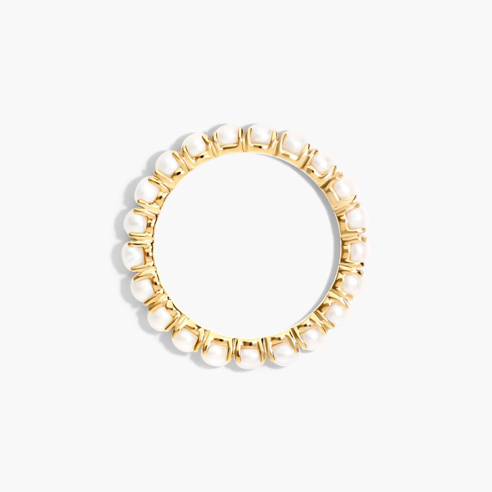 Cultured Seed Pearl Eternity Ring In 14K Yellow Gold