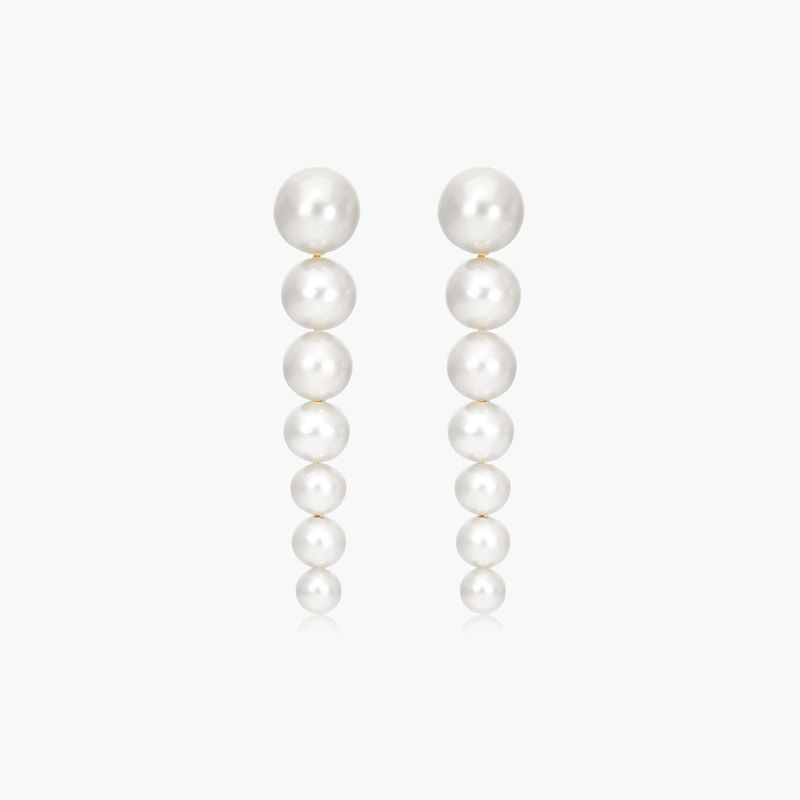 Graduated Cultured Freshwater Pearl Drop Earrings In 14K Yellow Gold