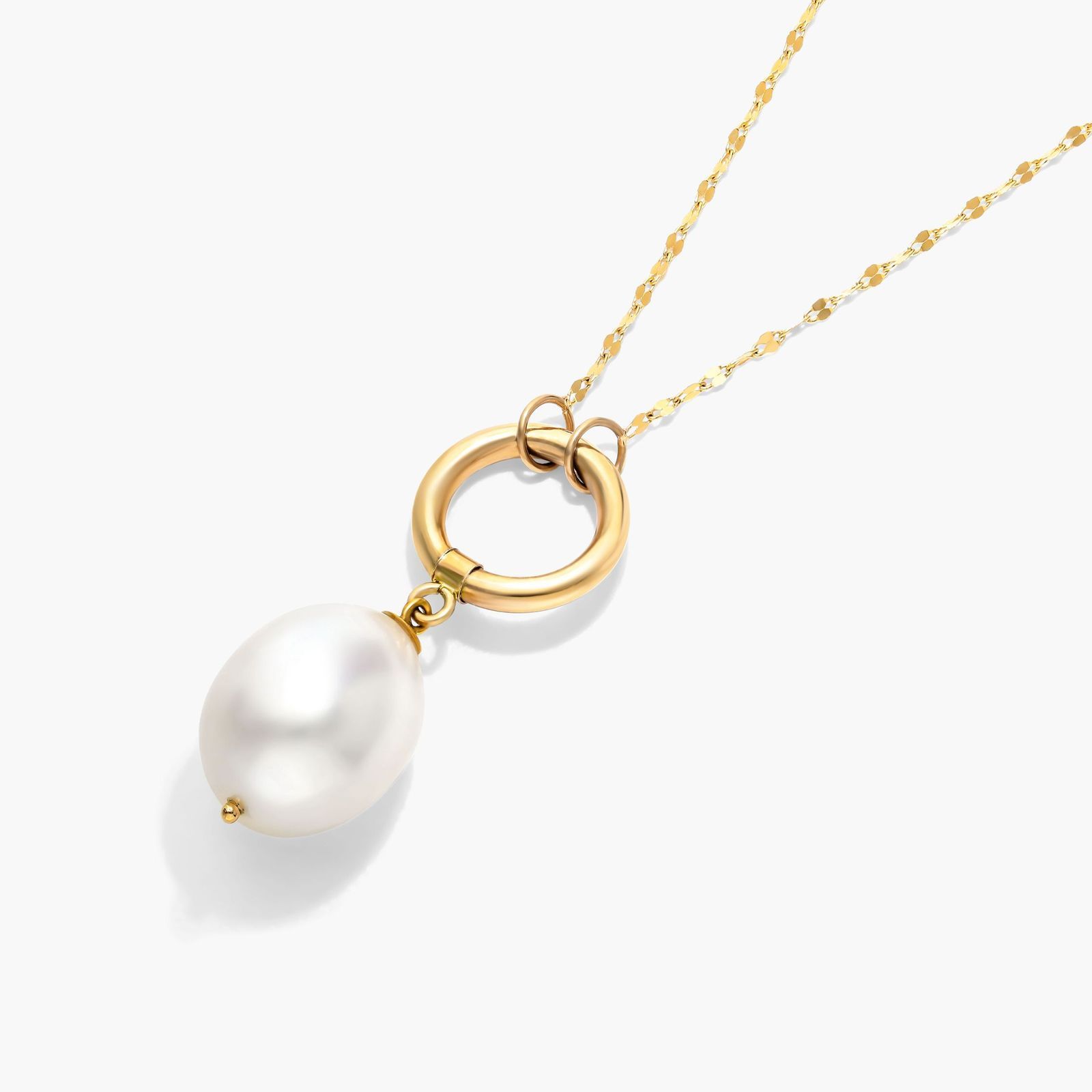 14K Yellow Gold Freshwater Cultured Pearl Loop Necklace