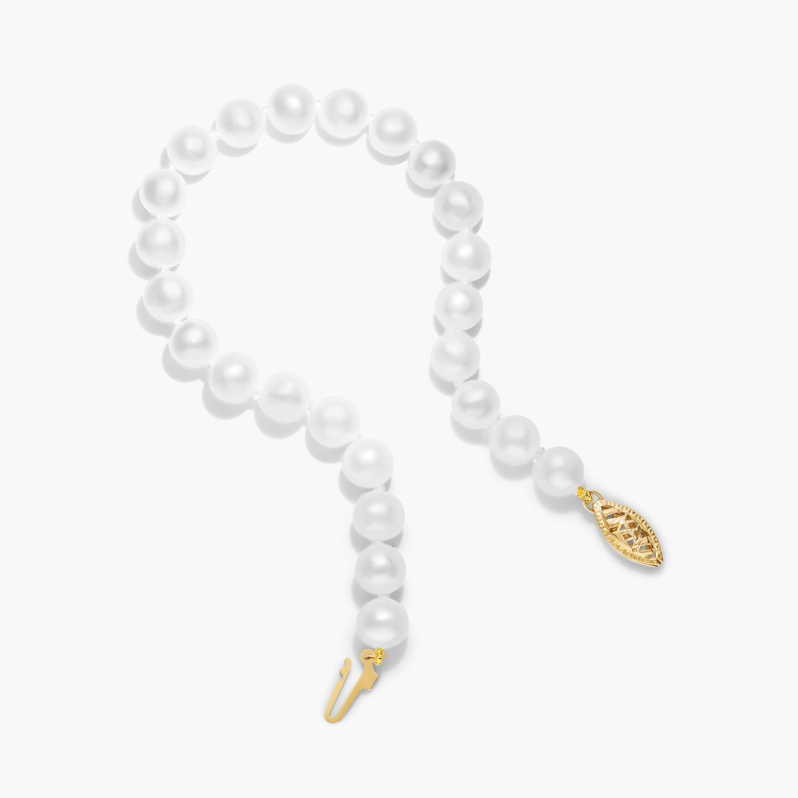 Freshwater Cultured Pearl Fish Clasp Bracelet In 14K Yellow Gold (6-7 mm)