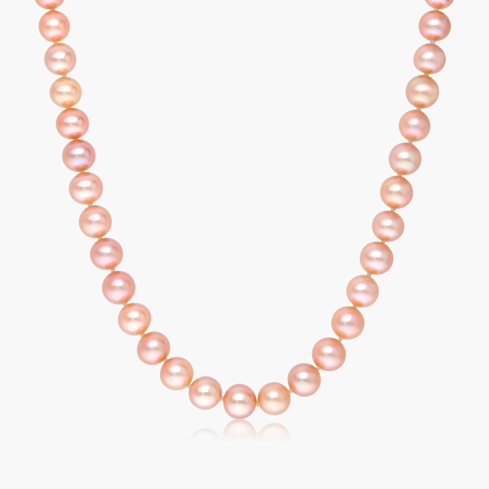 14K White Gold Pink Freshwater Cultured Pearl Fishclasp Necklace (7-8mm)