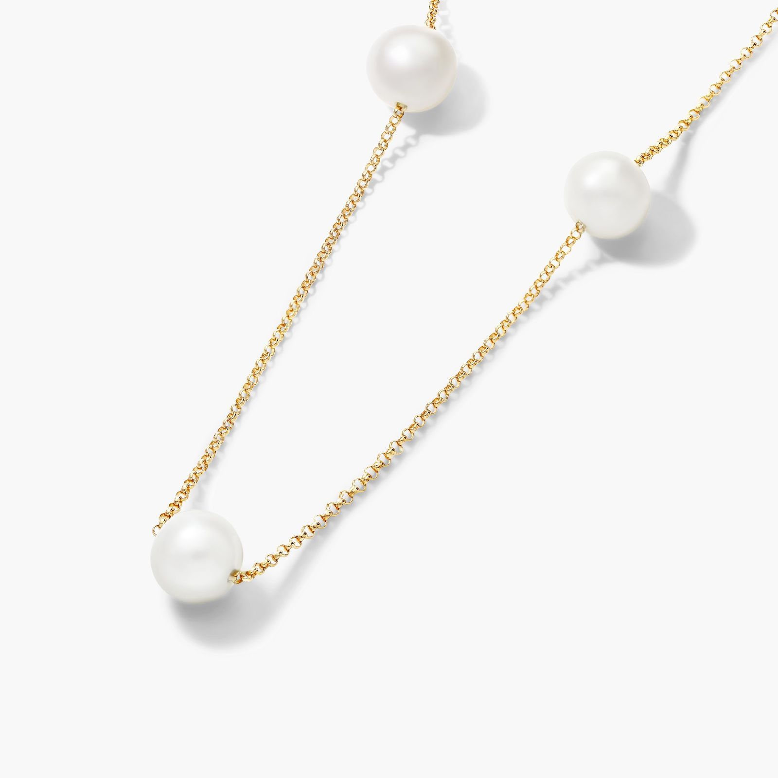 14K Yellow Gold Freshwater Cultured Pearl Station Necklace