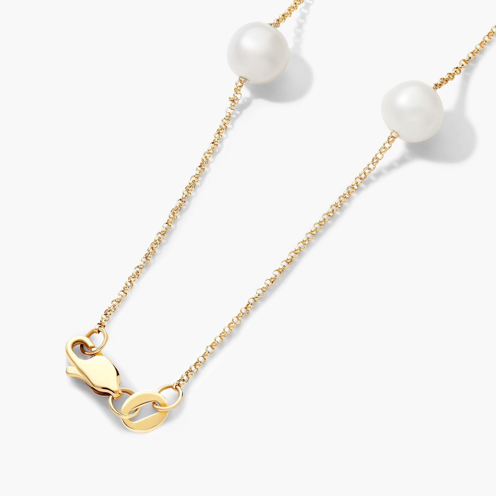 14K Yellow Gold Freshwater Cultured Pearl Station Necklace