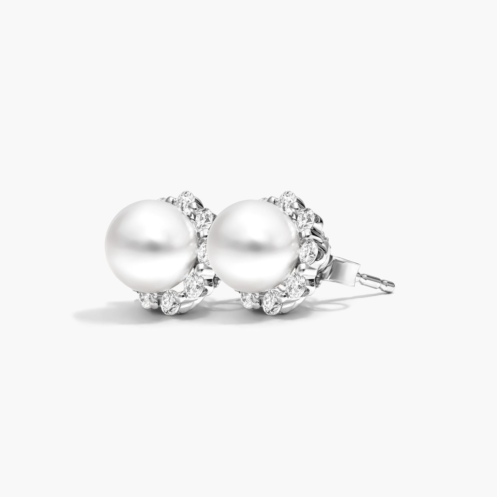Cultured Akoya Pearl Stud And Diamond Jacket Earrings In 14K White Gold
