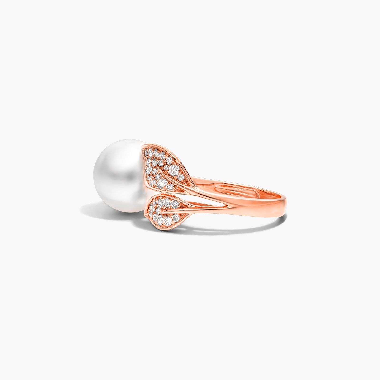 South Sea Cultured Pearl And Diamond Ring In 18K Rose Gold