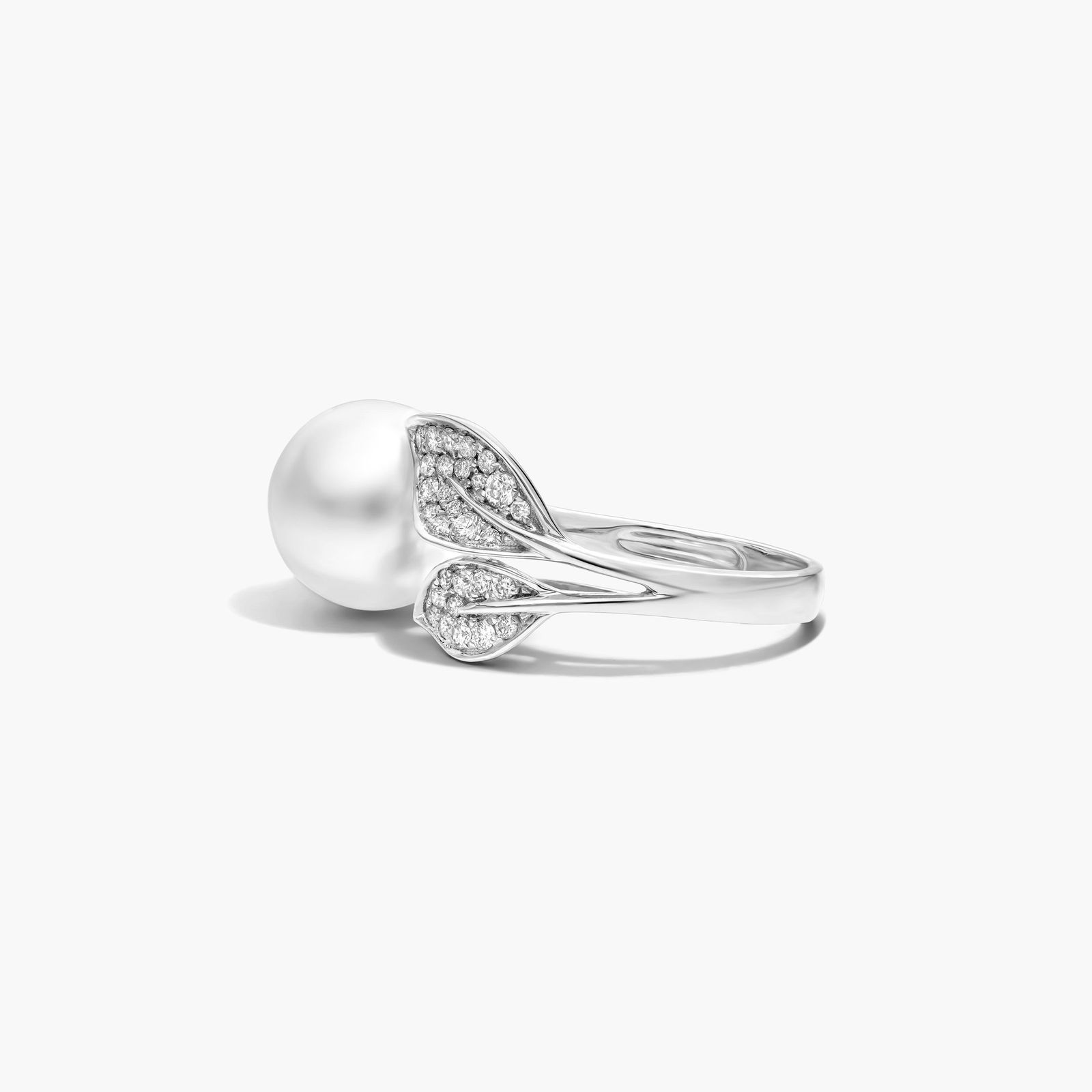 South Sea Cultured Pearl And Diamond Ring In 18K White Gold