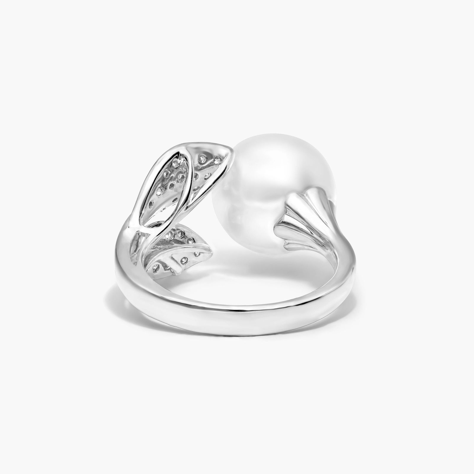 South Sea Cultured Pearl And Diamond Ring In 18K White Gold