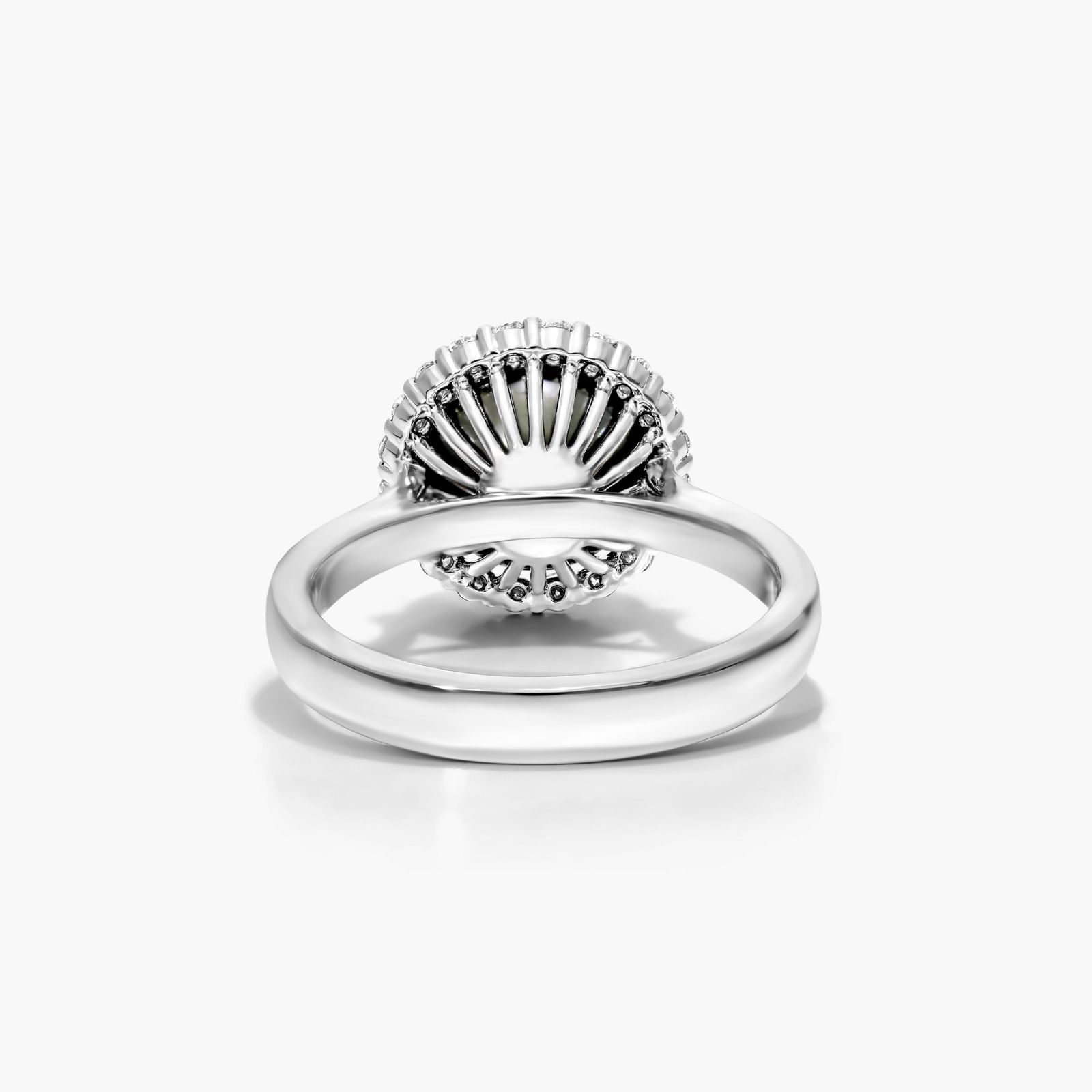 Tahitian Cultured Pearl And Diamond Halo Ring In 14K White Gold