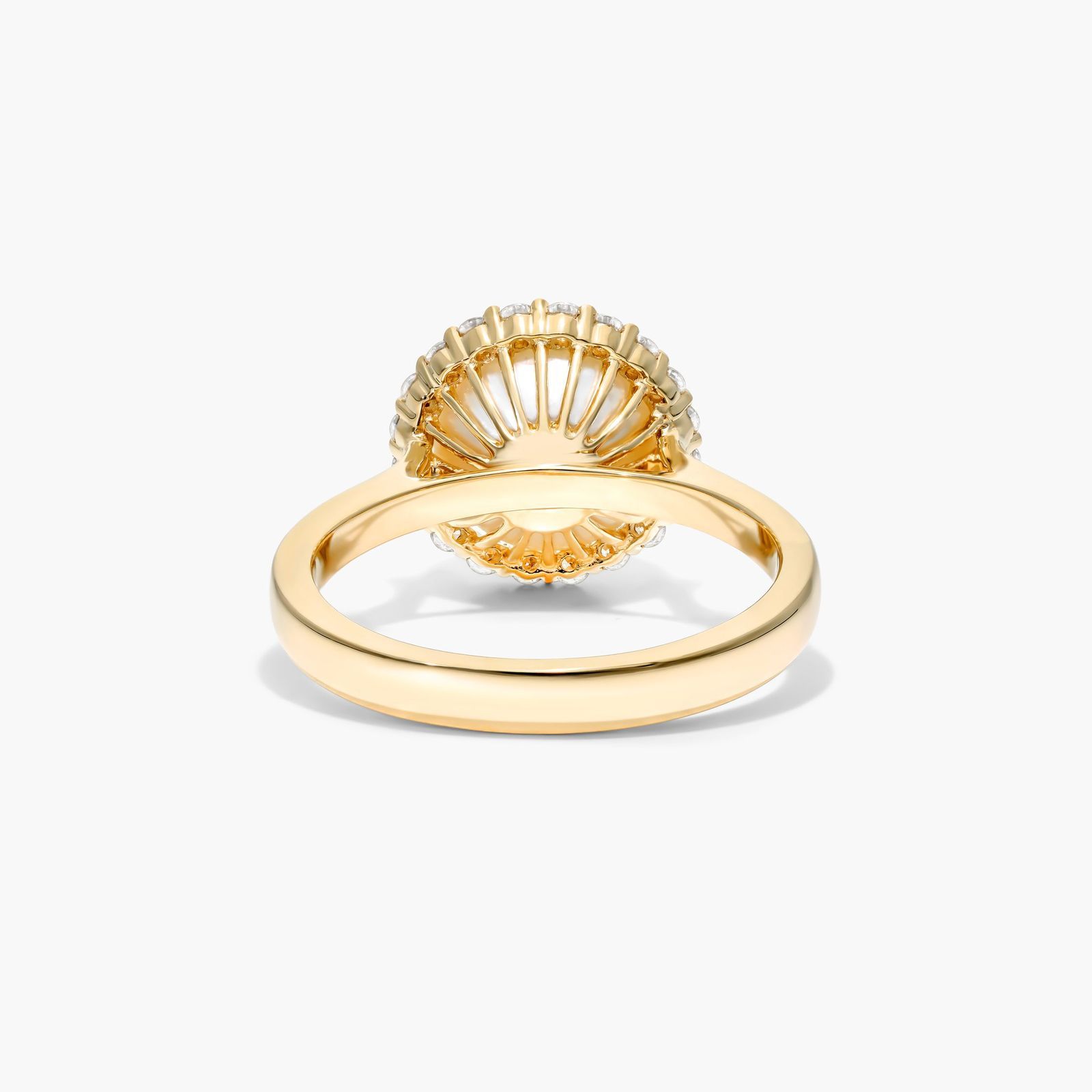 Akoya Cultured Pearl And Diamond Halo Ring In 14K Yellow Gold