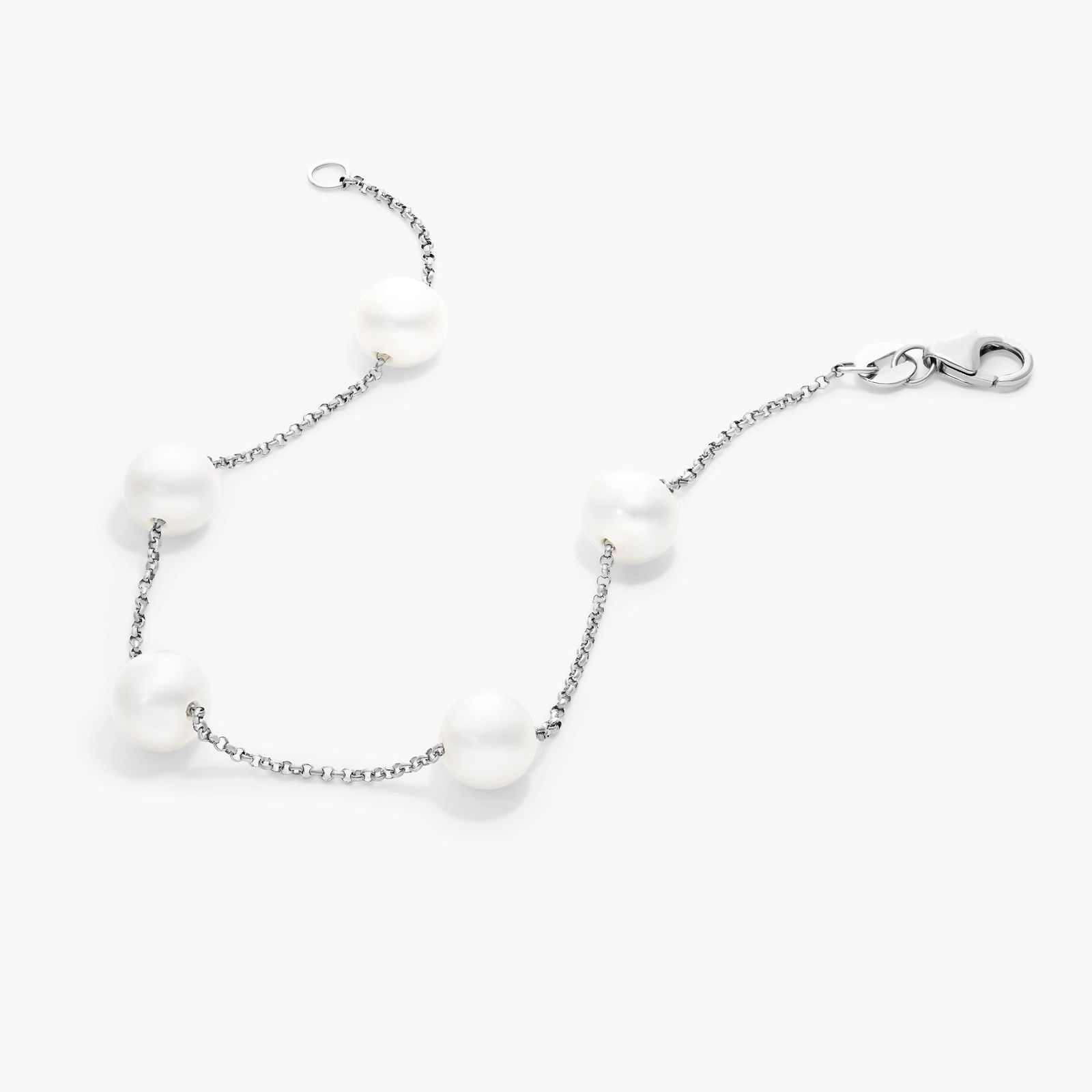 Freshwater Cultured Pearl Station Bracelet In 14K White Gold