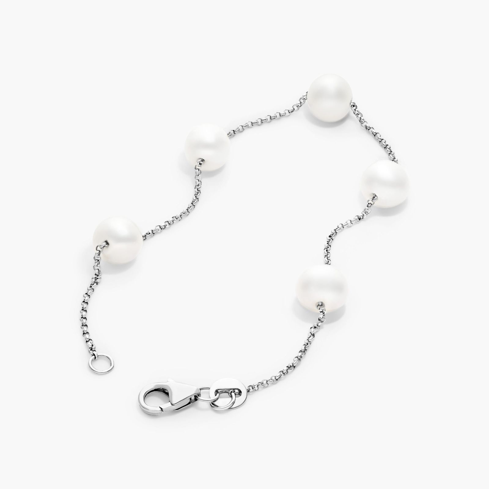 Freshwater Cultured Pearl Station Bracelet In 14K White Gold