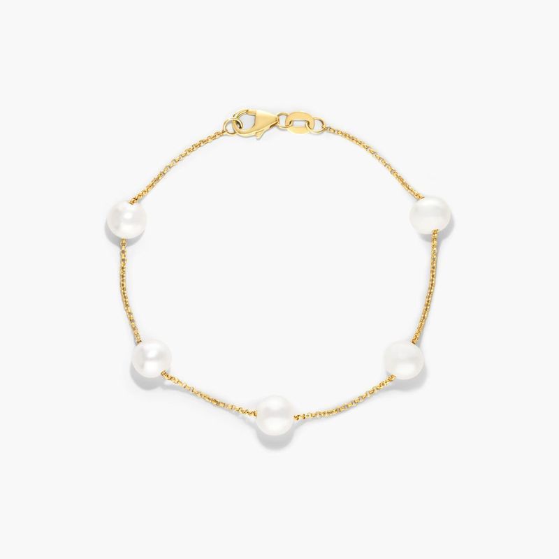Freshwater Cultured Pearl Station Bracelet In 14K Yellow Gold