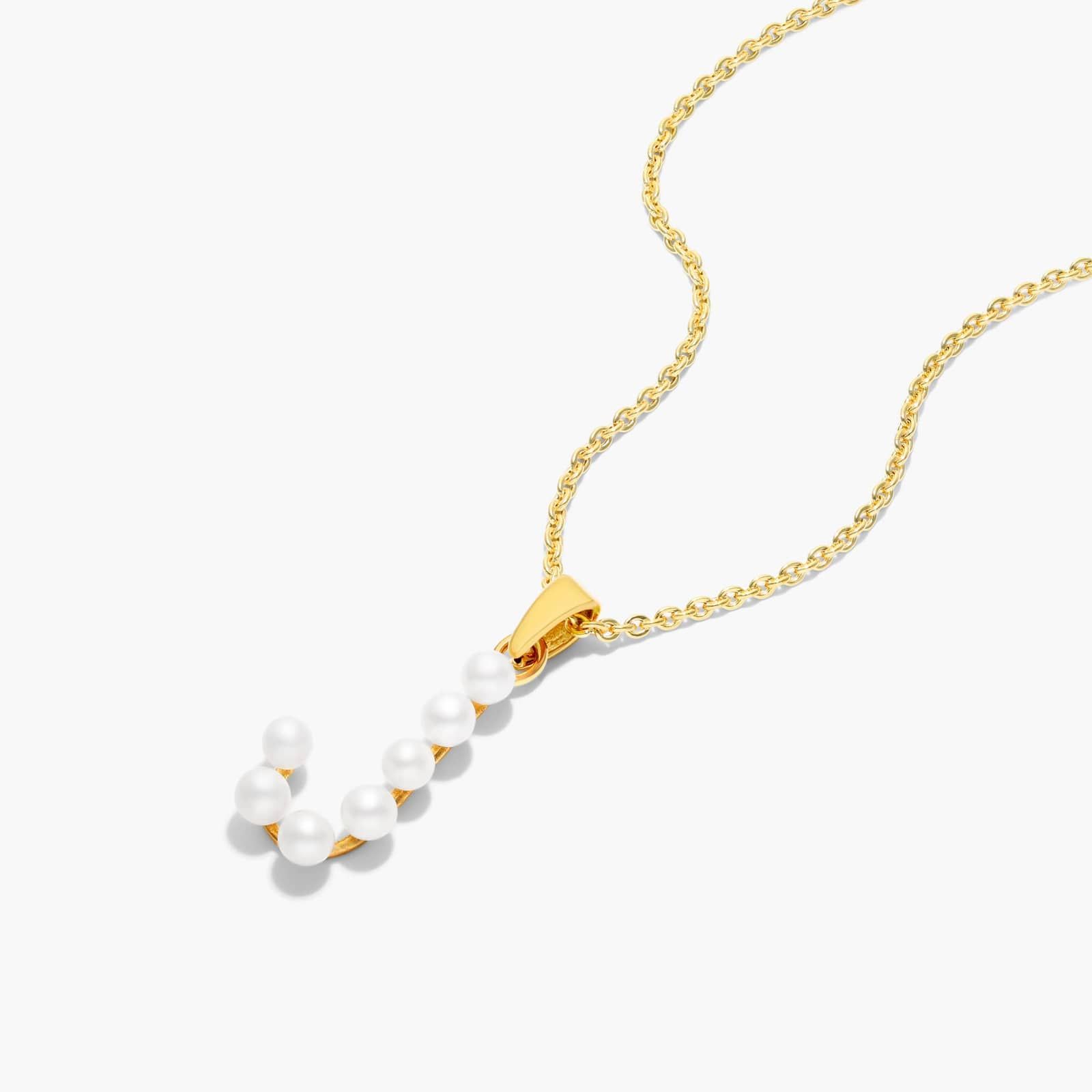 14K Yellow Gold Initial J Pearl Necklace