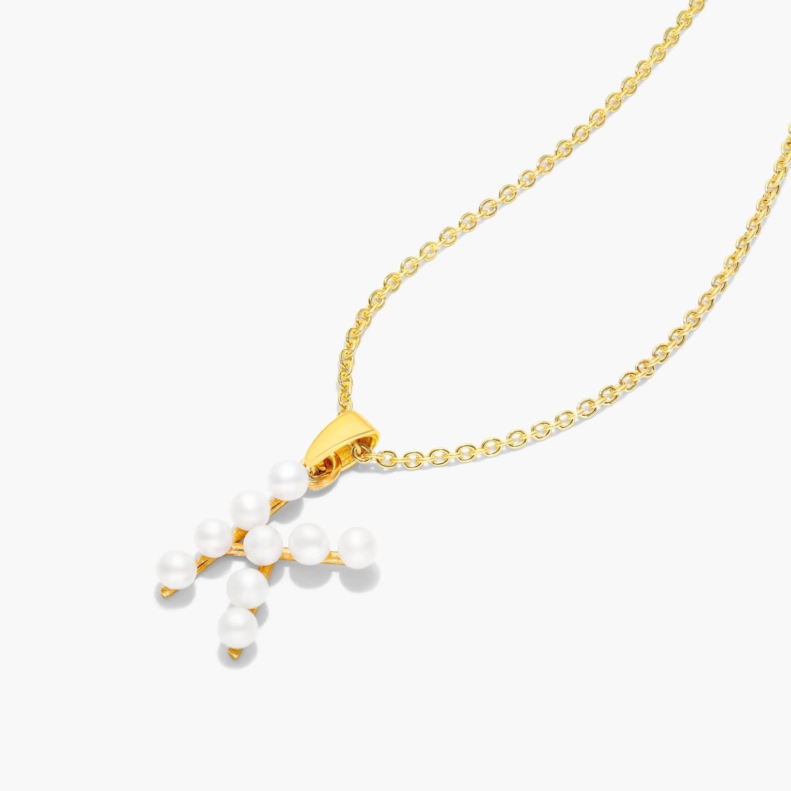 14K Yellow Gold Initial K Pearl Necklace