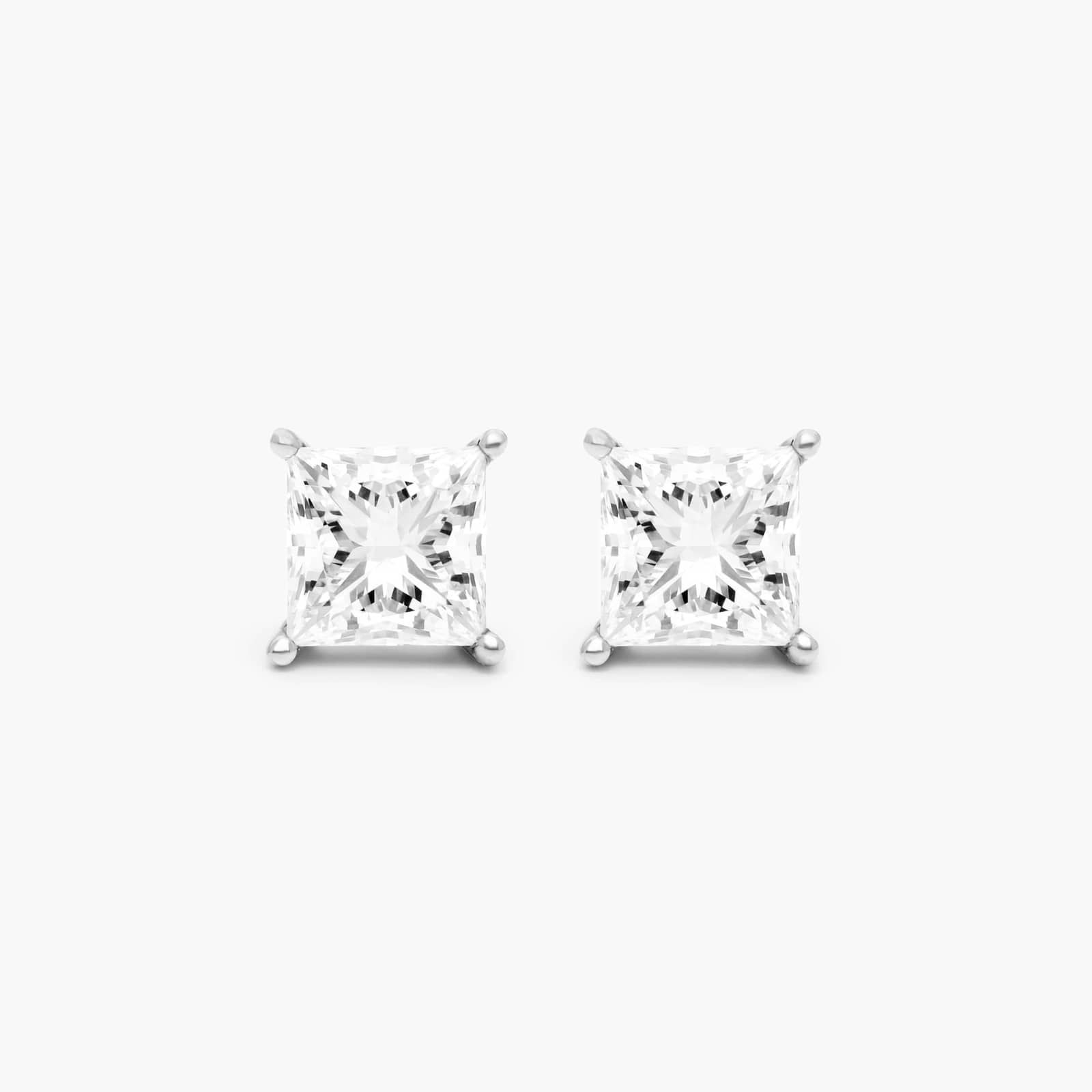 14K White Gold Princess Cut Diamond Stud Earrings (0.40 CTW