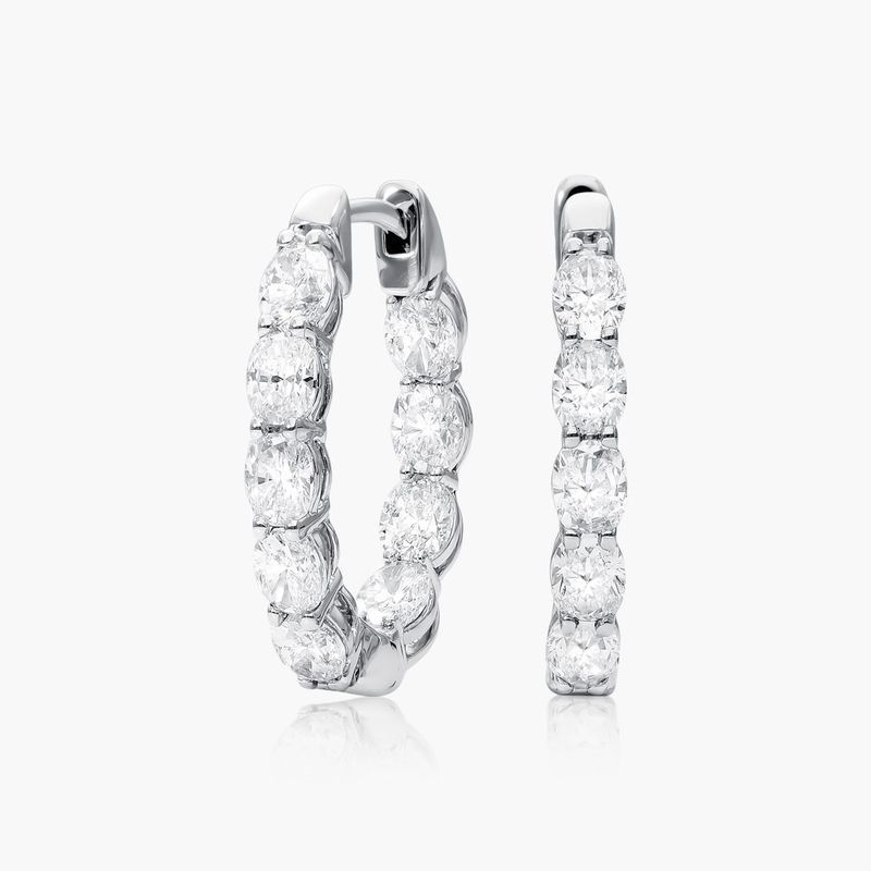 Inside Out 2 CTW Oval Cut Lab-Grown Diamond Hoop Earrings In 14K White Gold