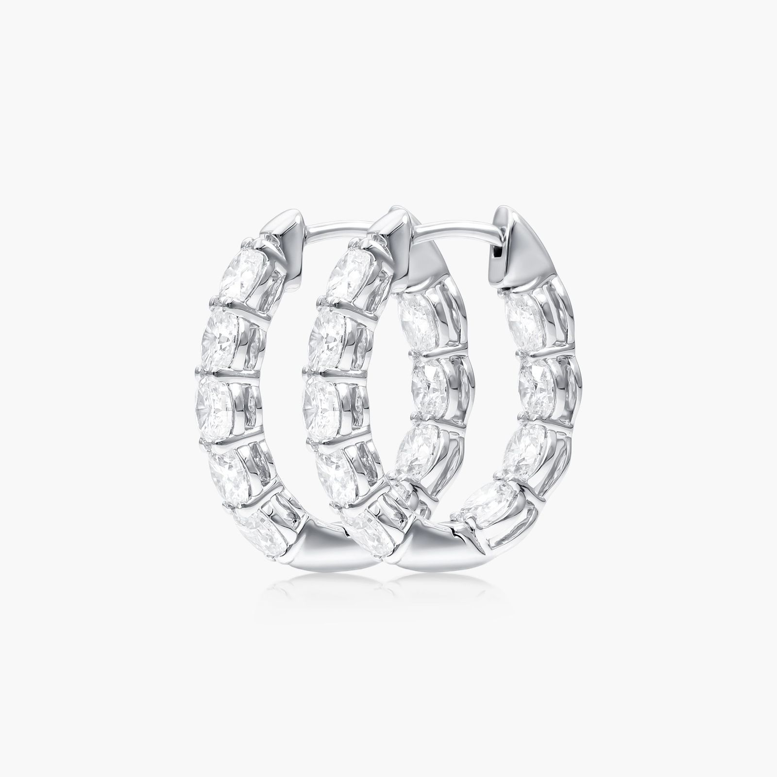 Inside Out 2 CTW Oval Cut Lab-Grown Diamond Hoop Earrings In 14K White Gold