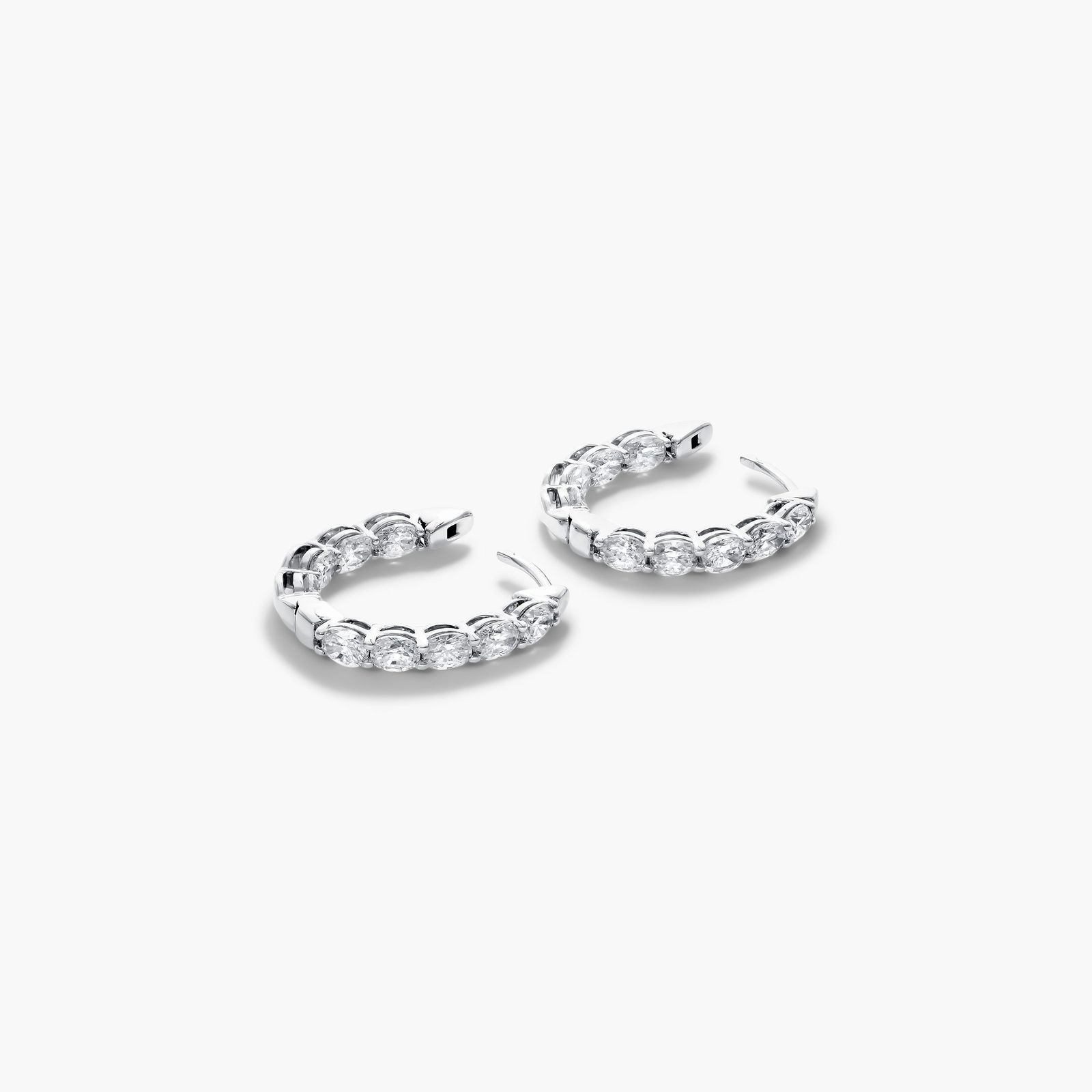 Inside Out 2 CTW Oval Cut Lab-Grown Diamond Hoop Earrings In 14K White Gold