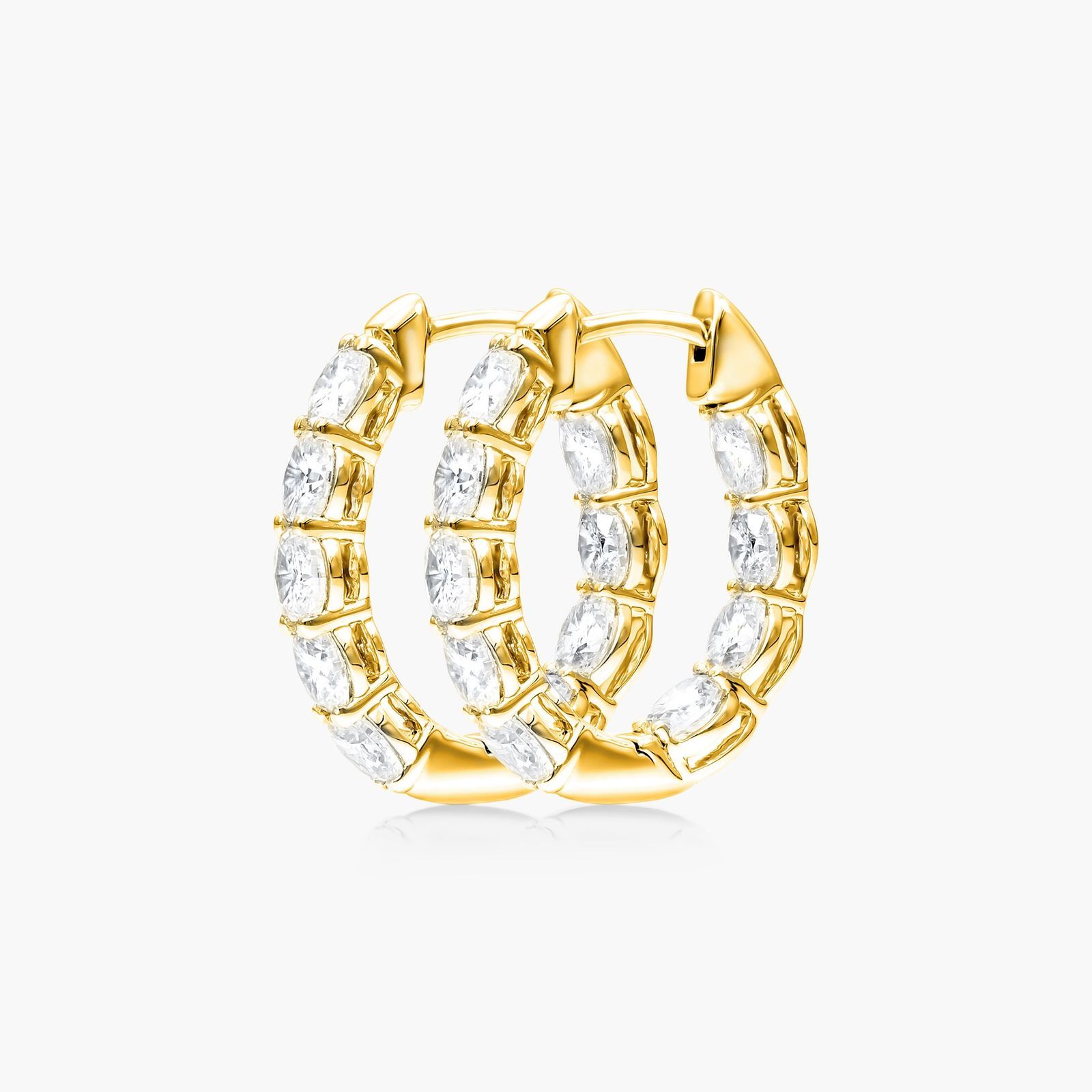 Inside Out 2 CTW Oval Cut Lab-Grown Diamond Hoop Earrings In 14K Yellow Gold