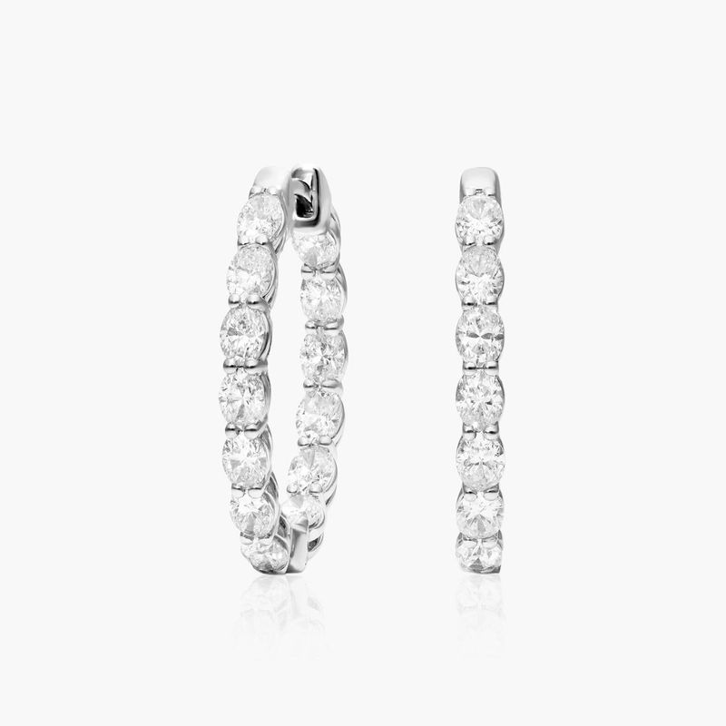 Inside Out 3 CTW Oval Cut Lab-Grown Diamond Hoop Earrings In 14K White Gold