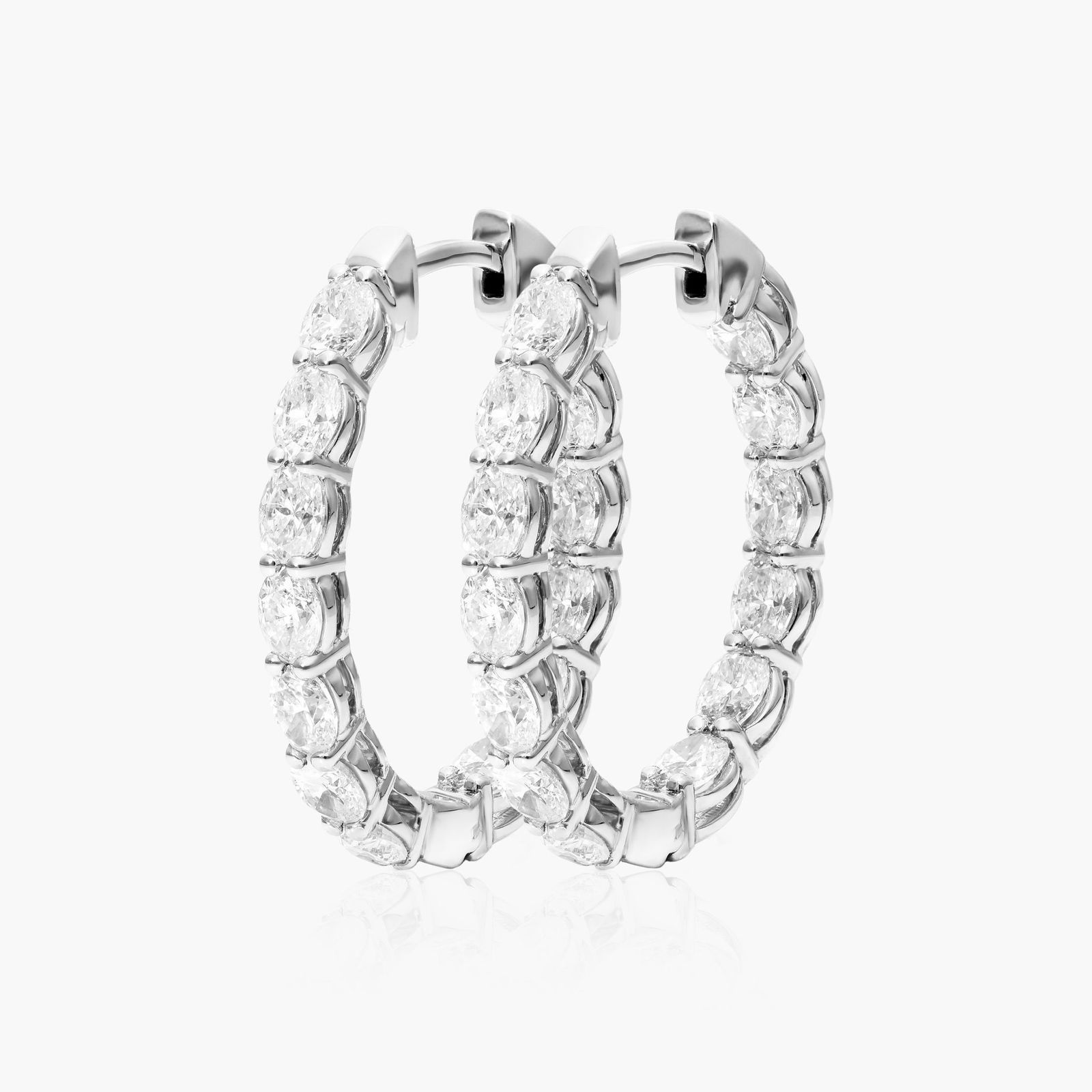 Inside Out 3 CTW Oval Cut Lab-Grown Diamond Hoop Earrings In 14K White Gold