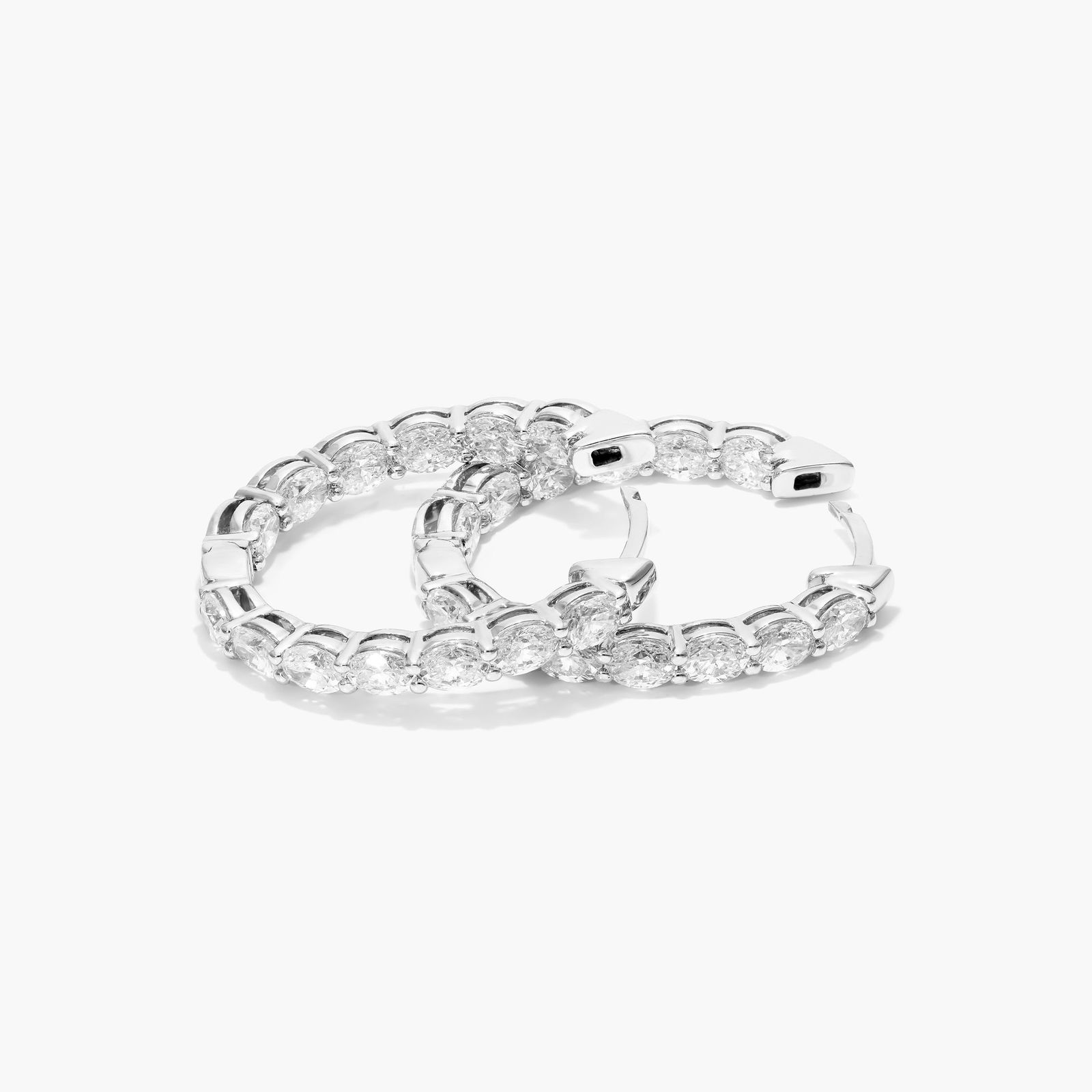 Inside Out 3 CTW Oval Cut Lab-Grown Diamond Hoop Earrings In 14K White Gold