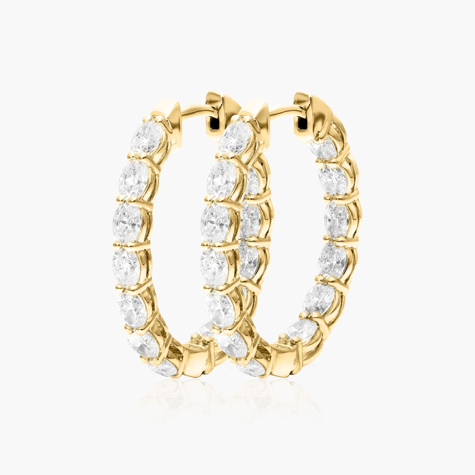 Inside Out 3 CTW Oval Cut Lab-Grown Diamond Hoop Earrings In 14K Yellow Gold